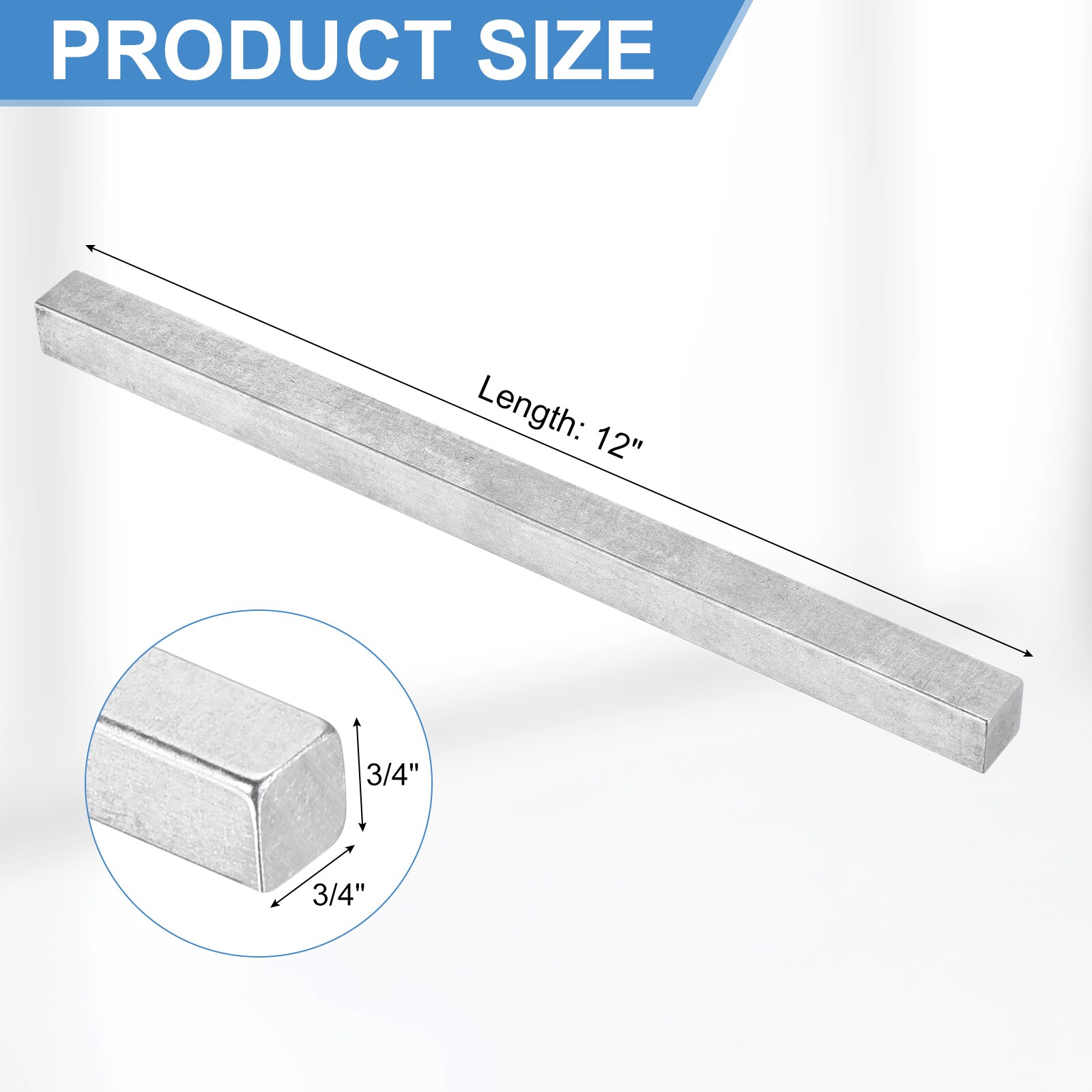 Unique Bargains Square Steel Key Stocks 3/4inch x 3/4inch x 12inch Cold ...