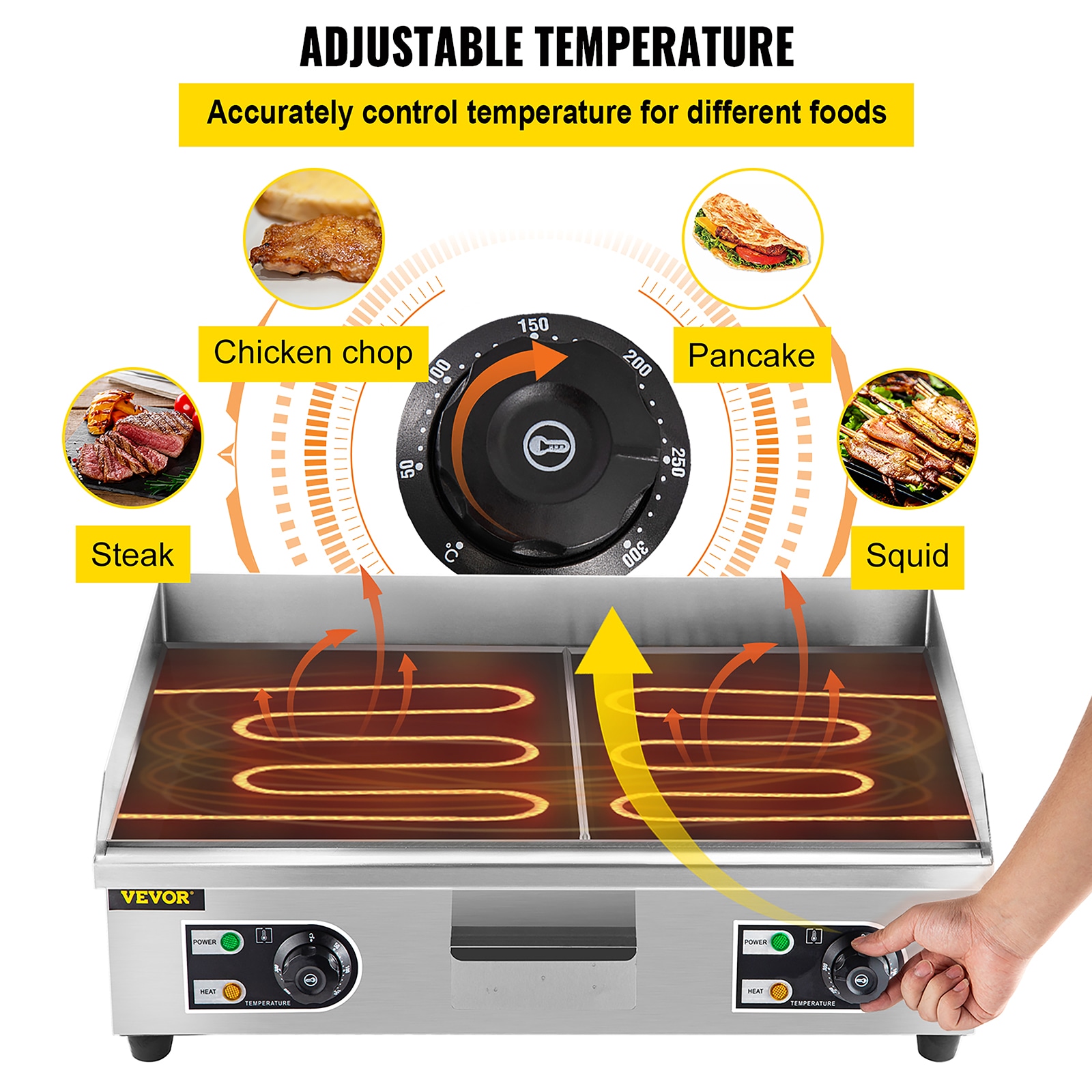 22Inch Commercial Electric Griddle Flat Top Grill Hot Plate Stove BBQ Grill