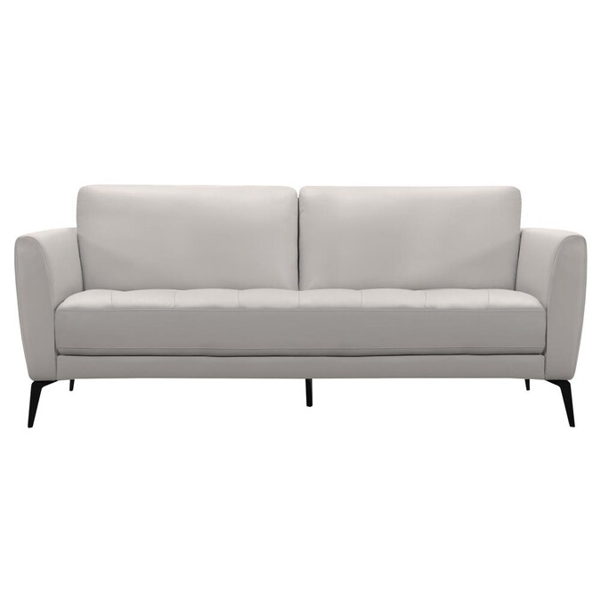 Armen Living Hope Contemporary Sofa In Genuine Dove Grey Leather With Black Metal Legs The Couches Sofas Loveseats Department At Com Armen Living Hope Contemporary Sofa In, Grey Leather Sofa