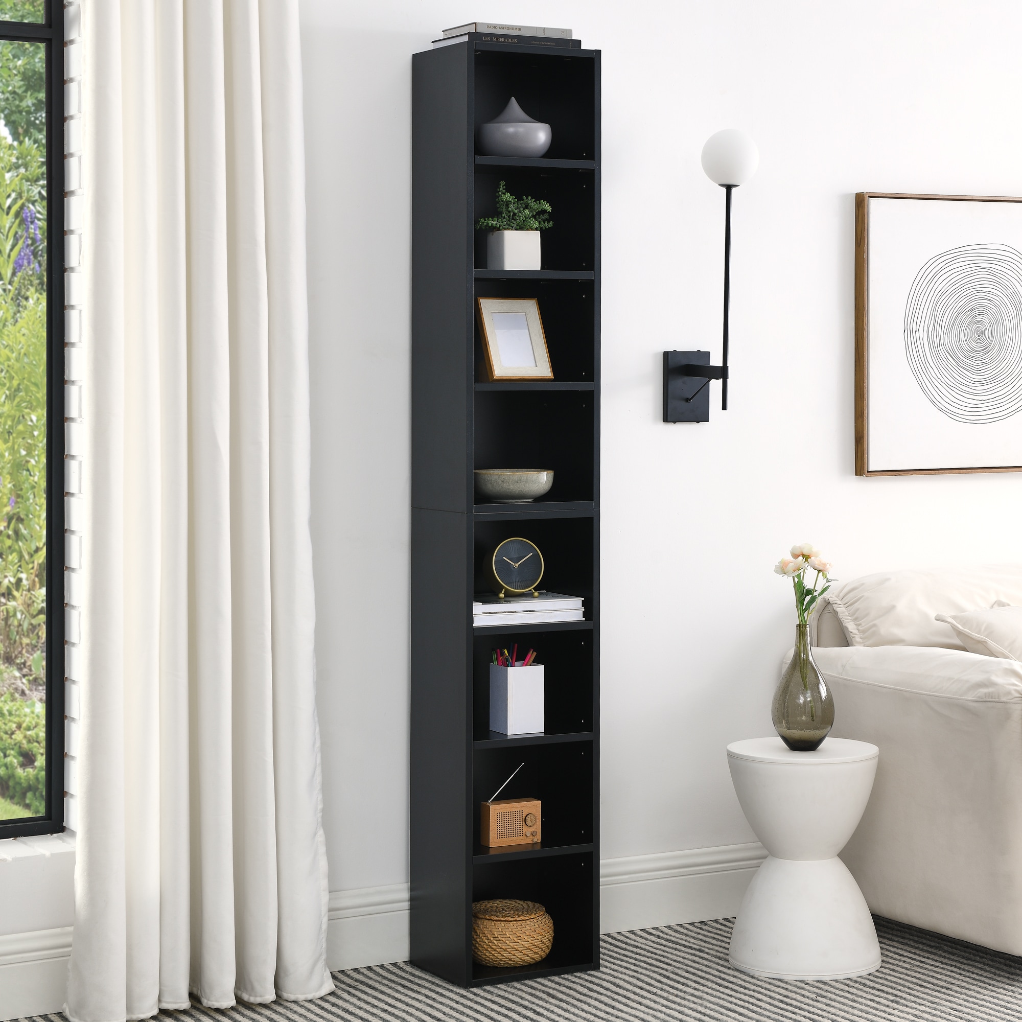 ZAKLOOP XU2225142627 9.3 W x 70.9 H MDF Black Freestanding Utility Storage Cabinet