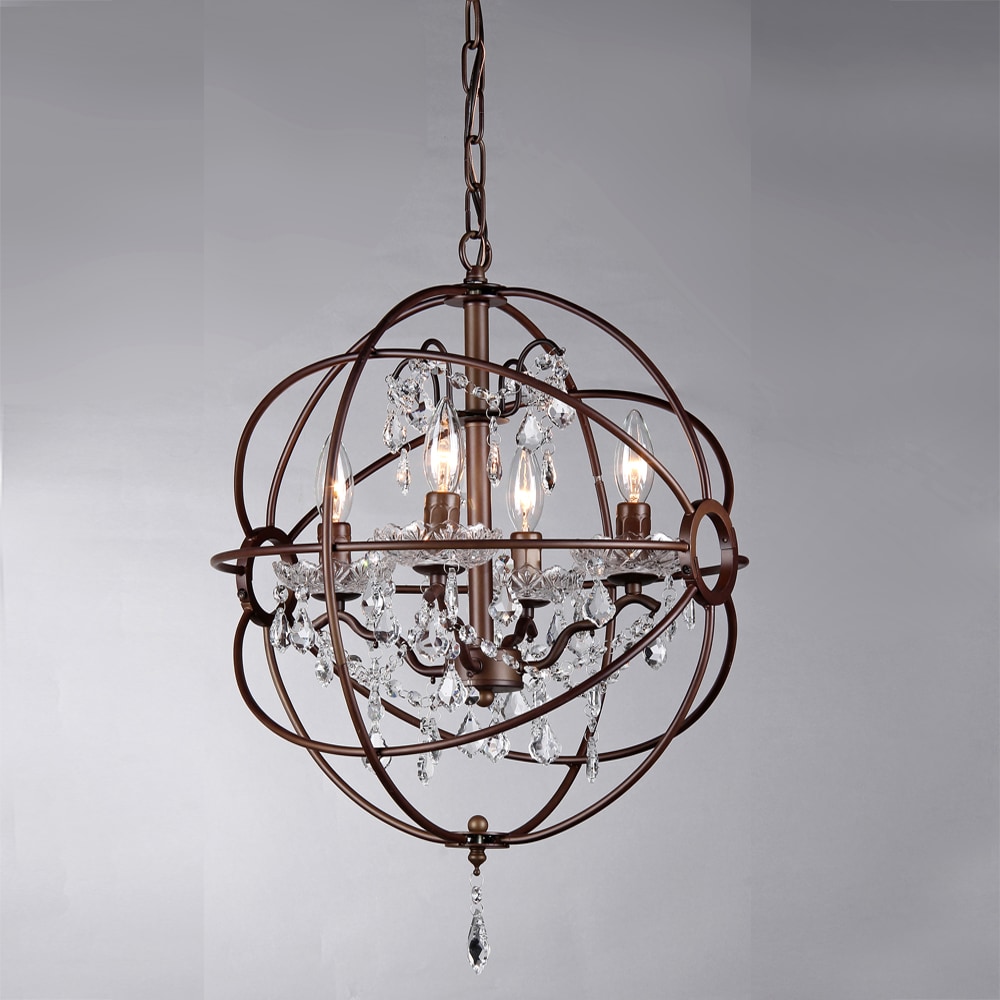 Edwards 17" Antique Bronze Crystal Candle Chandelier