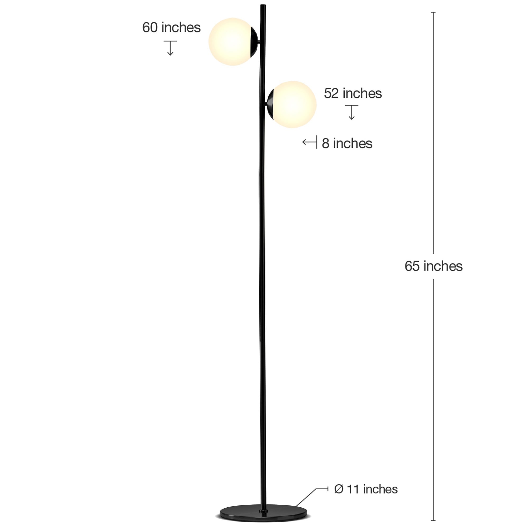 Brightech Sphere Kids 65" Black LED Floor Lamp with Frosted Globes