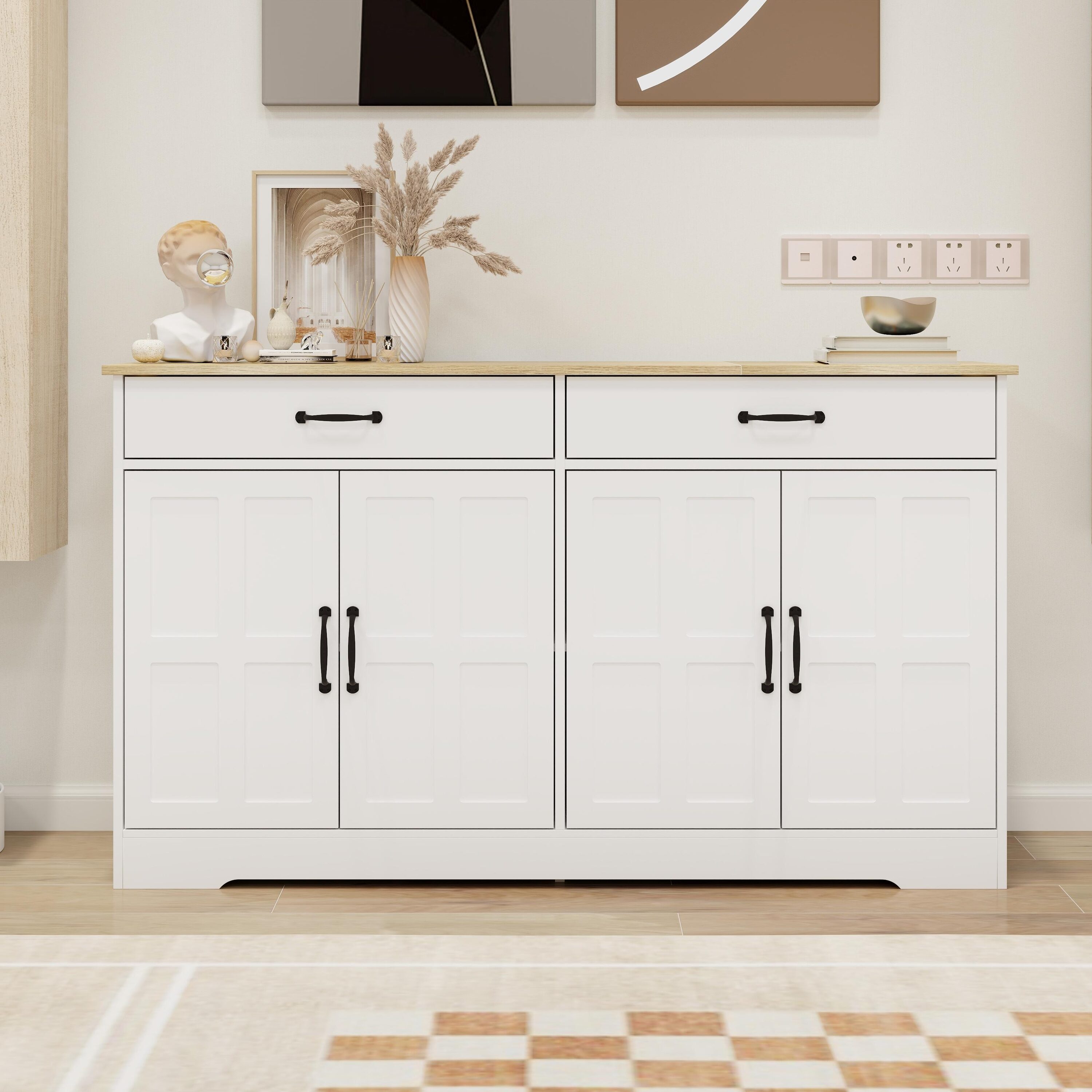 Bayfeve BF-138080-IN Contemporary/Modern White Sideboard