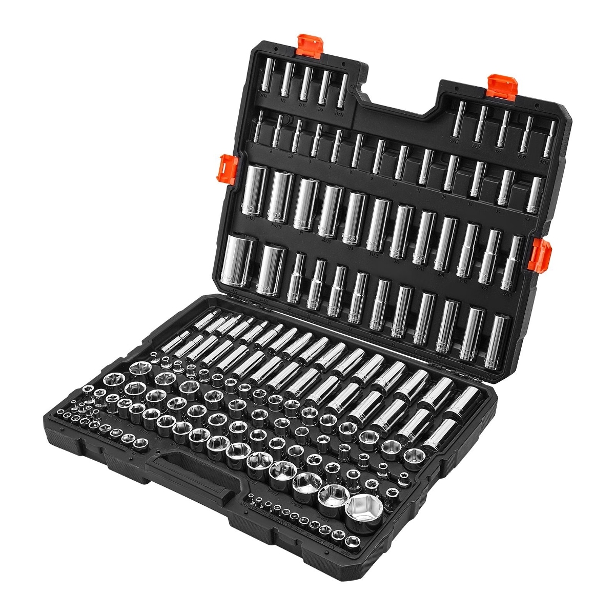 Tooliom 163 Piece Socket Set 1/4 3/8 1/2 Inch Drive SAE Metric Mechanic Tool Kit