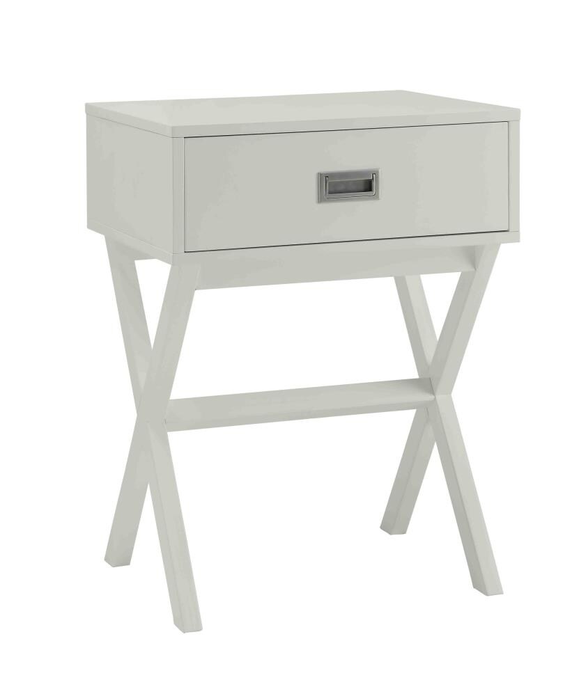 Landon Modern White Wood End Table with Concealed Drawer