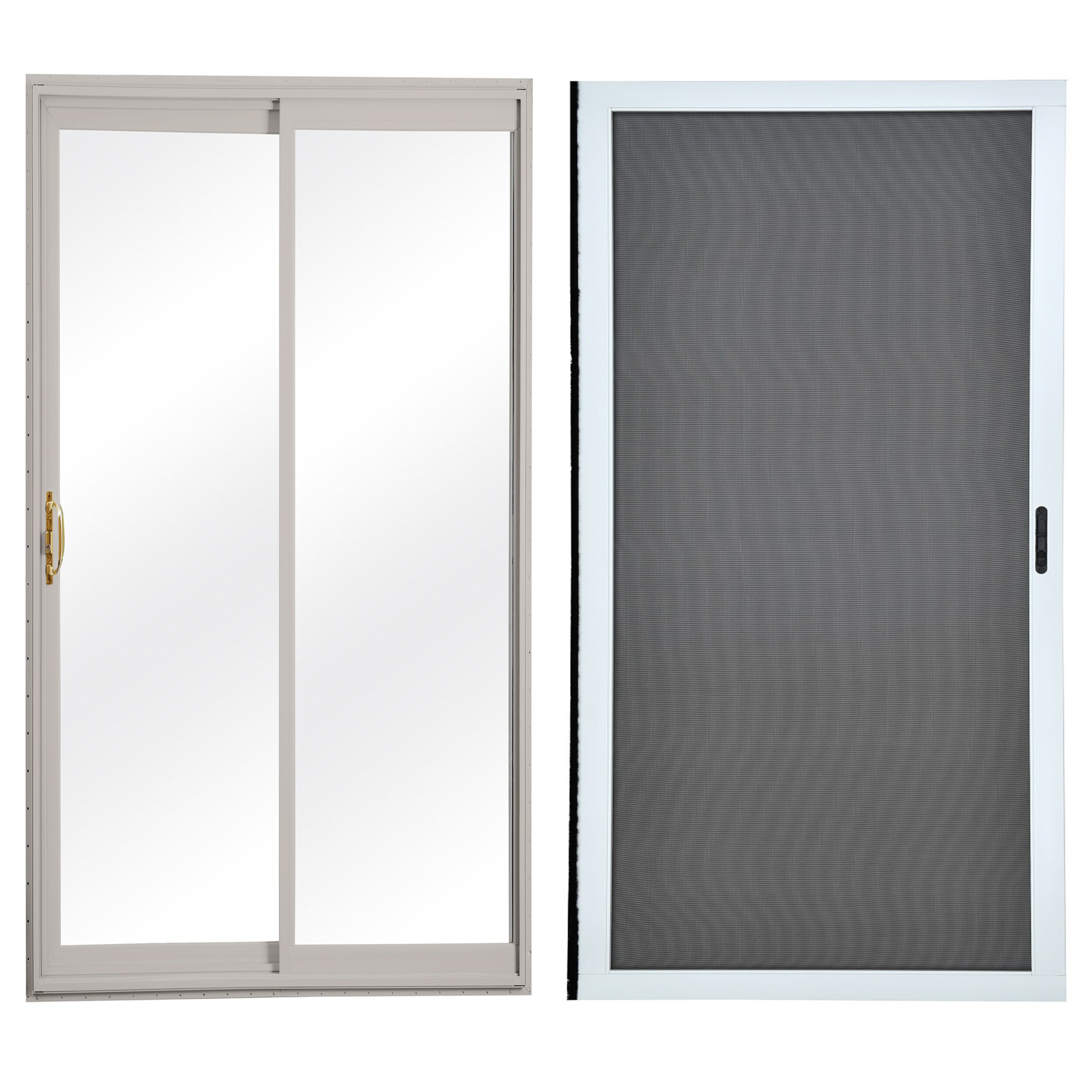 RELIABILT  60-in x 80-in Tempered Gray Vinyl Universal Sliding Patio Door with Screen