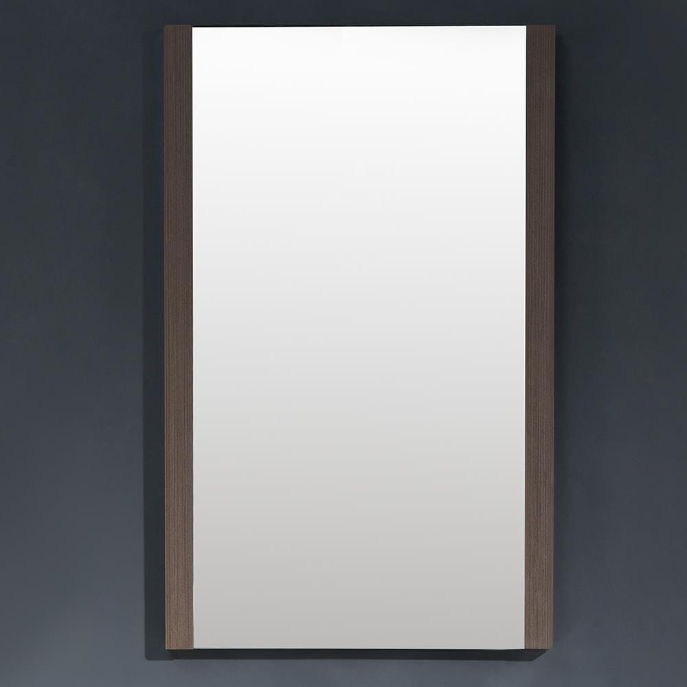 Gray Oak Rectangular Frameless Bathroom Vanity Mirror