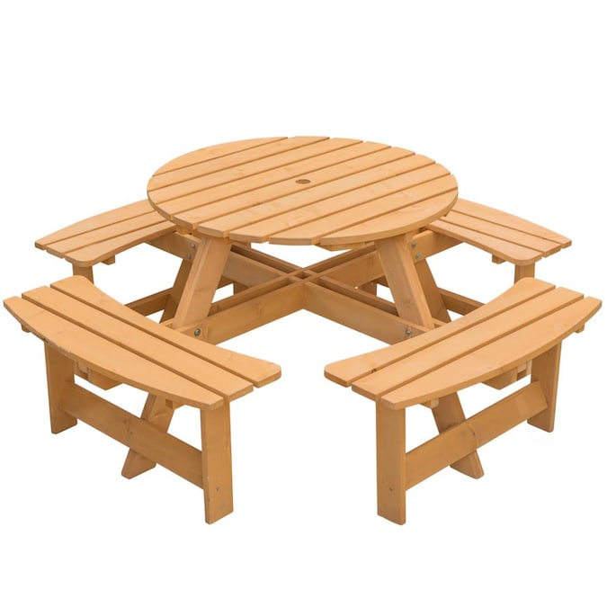 Brownwood Round Picnic Table, Picnic Table Round