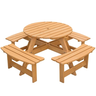 Round Picnic Table In The Tables, How To Build A Round Picnic Table With Attached Benches