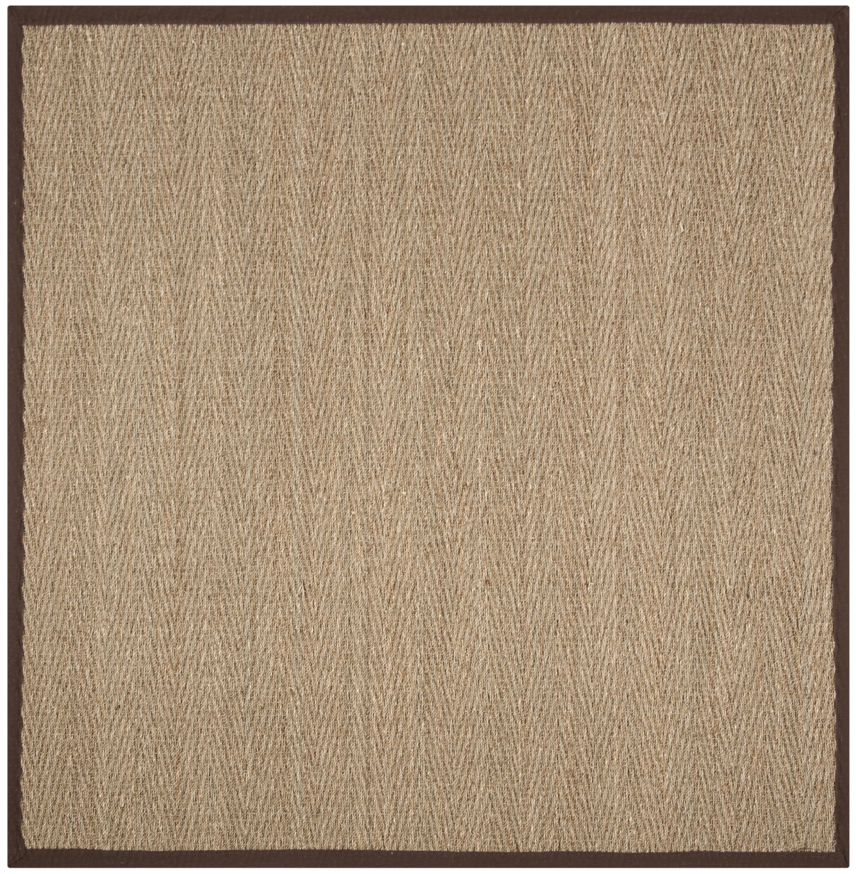 Safavieh NF115K-6SQ Natural Fiber Montauk 6 x 6 (ft) Loomed Seagrass Natural/Dark Brown Square Indoor Chevron Coastal Area rug