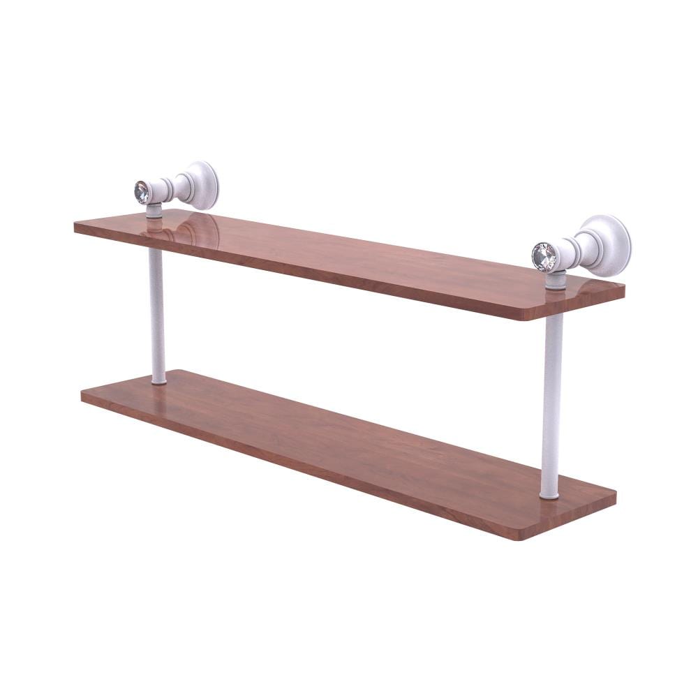 Allied Brass CC-2-22-IRW-WHM Carolina Crystal Matte White 2 -Tier Wall mount Bathroom Shelf ( 22-in x 9.2-in x 5-in )