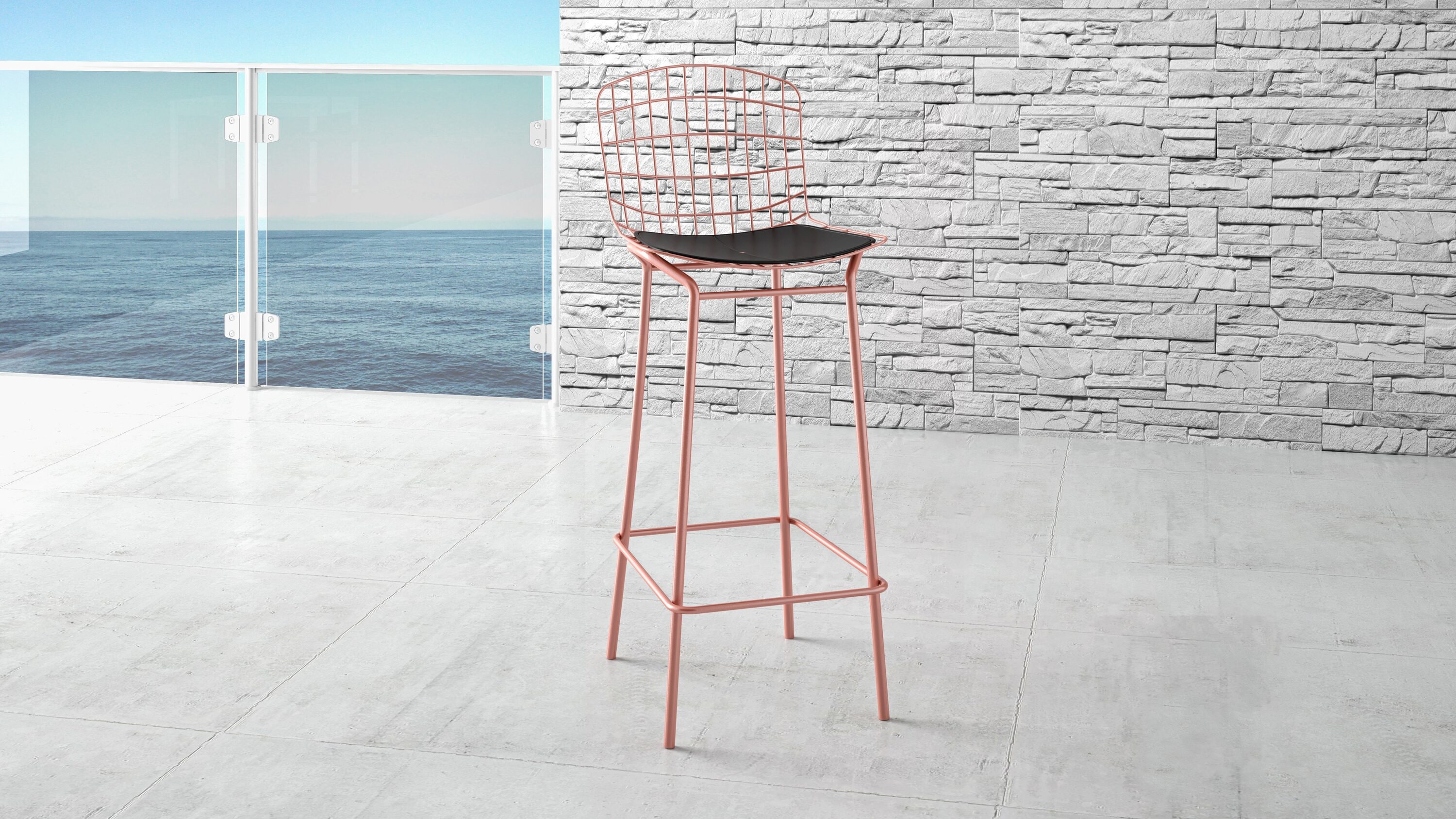 Manhattan Comfort 198AMC5 Madeline Rose Pink Gold and Black 27.95-in H Counter height Bucket seat Metal Bar Stool and Back