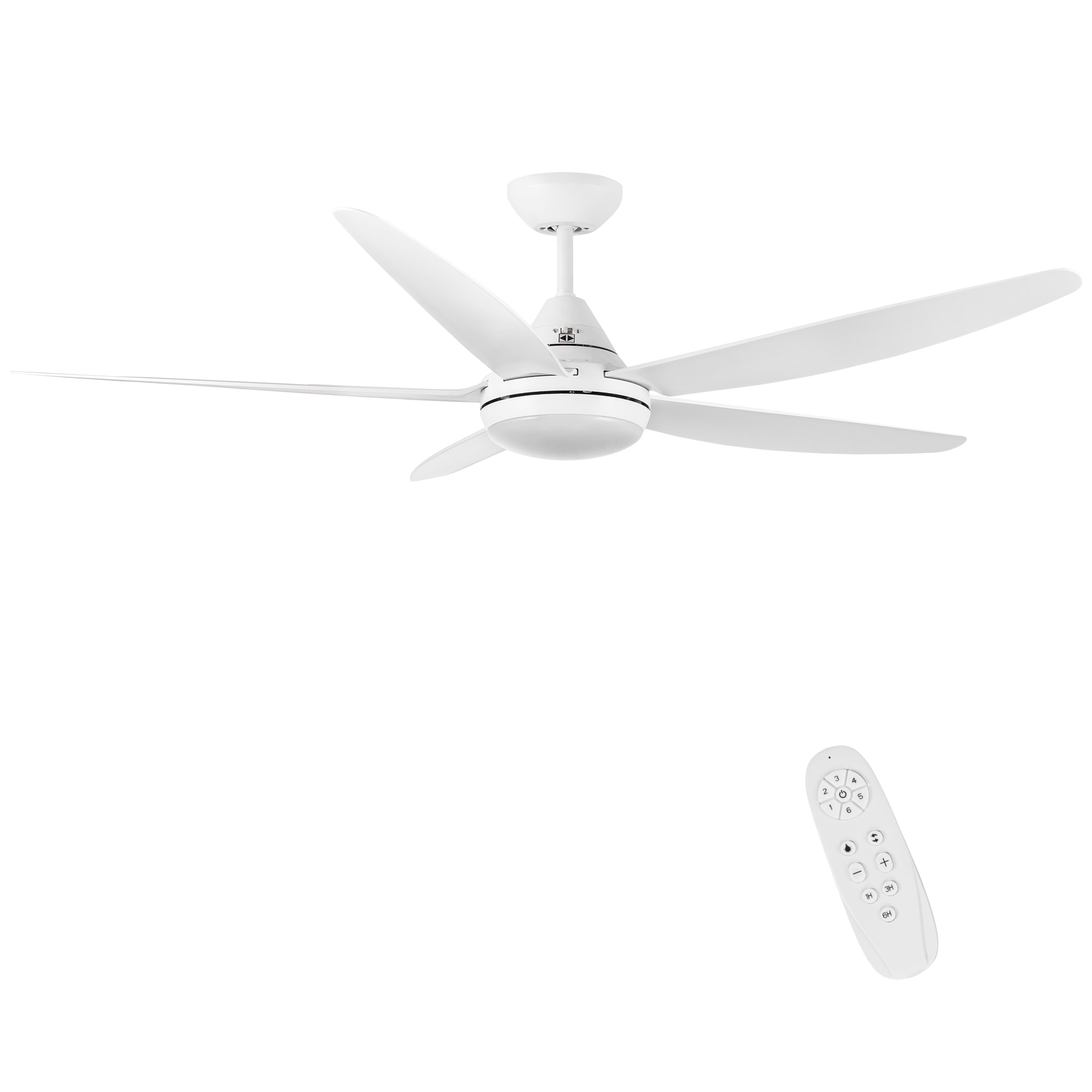 Kahomvis YUH-QPW1-5949 56-in Integrated LED Outdoor White with White Blades Ceiling Fan With Light - Remote Included ( 5 -Blade )