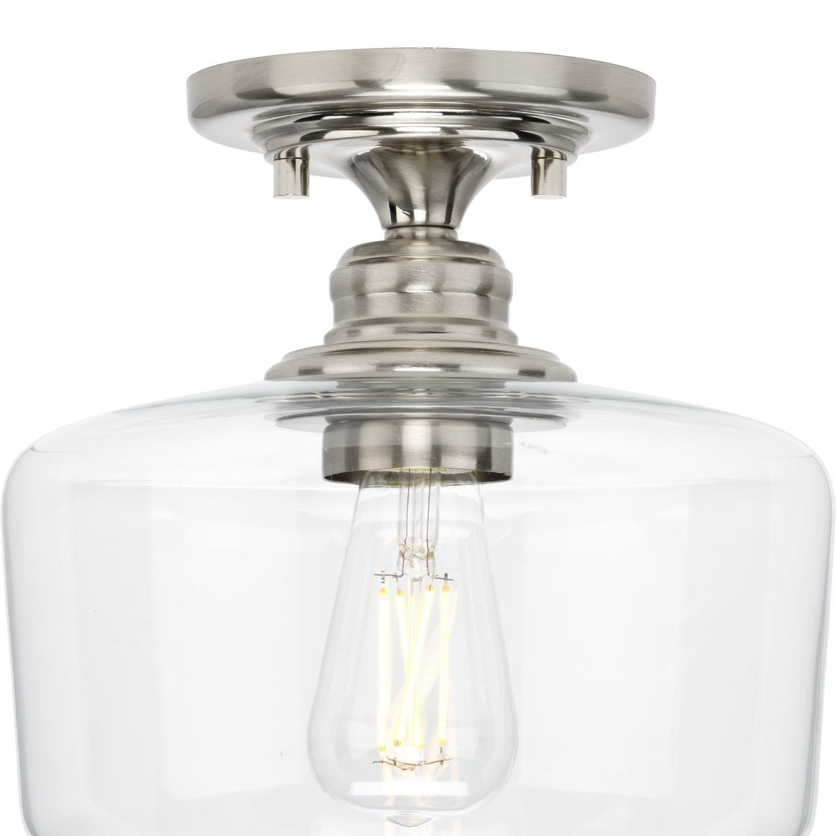 Aiken Brushed Nickel 9" Flush Mount with Clear Glass Shade