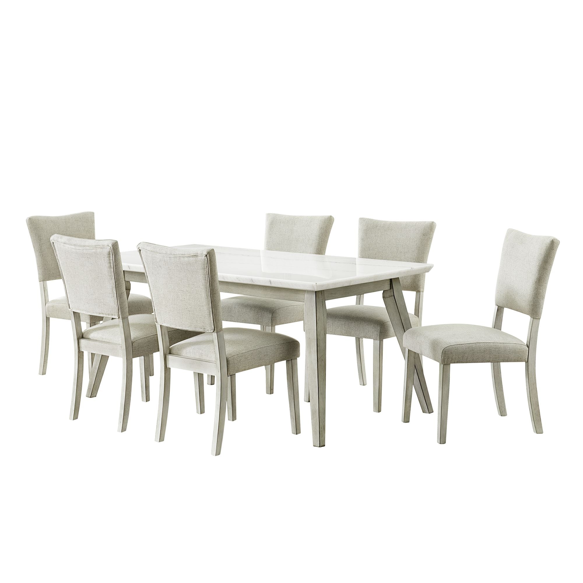 Picket House Furnishings D.1270.B7PC Kean White Transitional Dining Room Set with Rectangular Table ( Seats 6 )