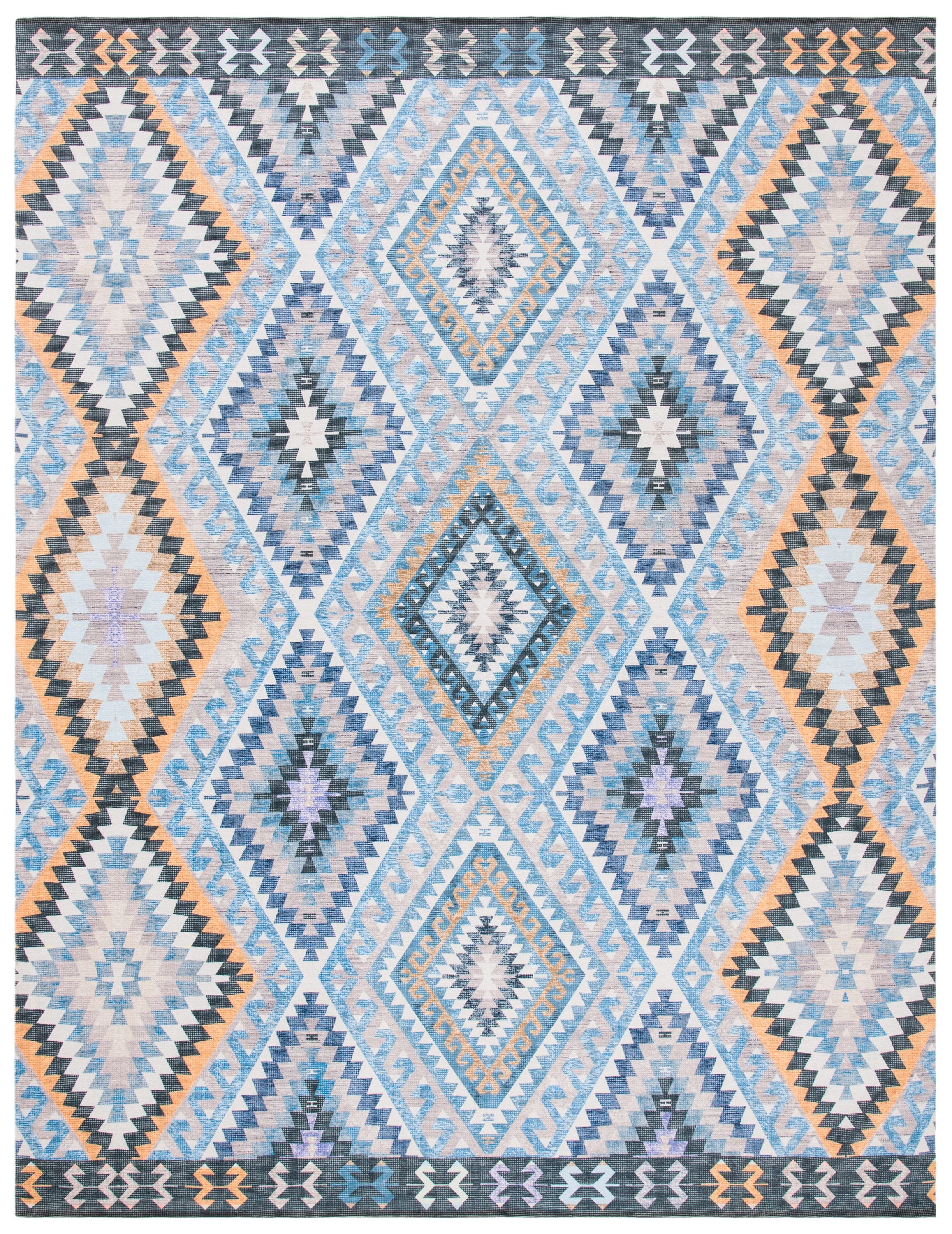 Safavieh MRB644M-8 Marbella Heiderose 8 x 10 (ft) Cotton Blue/Gold Rectangular Indoor Tribal Bohemian/Eclectic Area rug