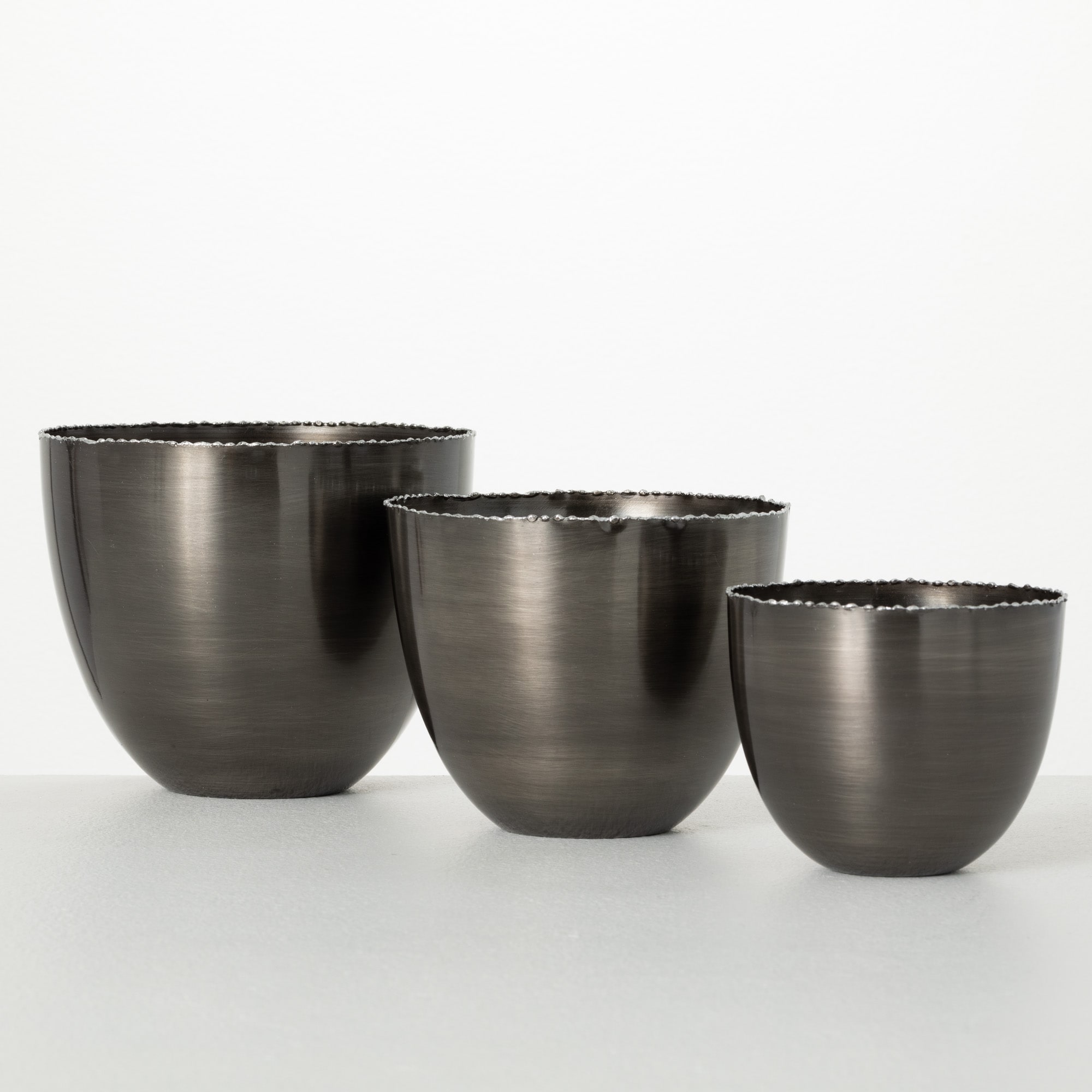 Sullivans MET2185 3 -Pack Round 5.25-Inches W Small Gray Metal Indoor Planter