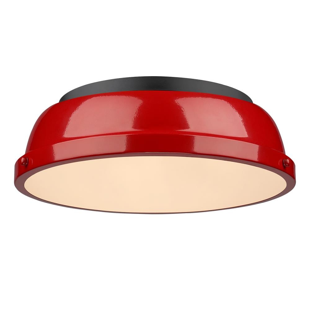 Golden Lighting 3602-14 BLK-RD Duncan 2 -Light 14-in Gloss Black Flush Mount Light