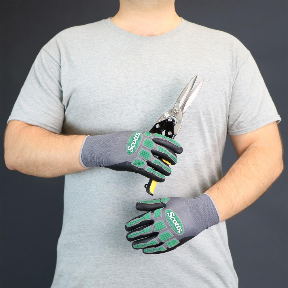 Scotts Large Latex Dipped Green & Black Gloves Sc30602