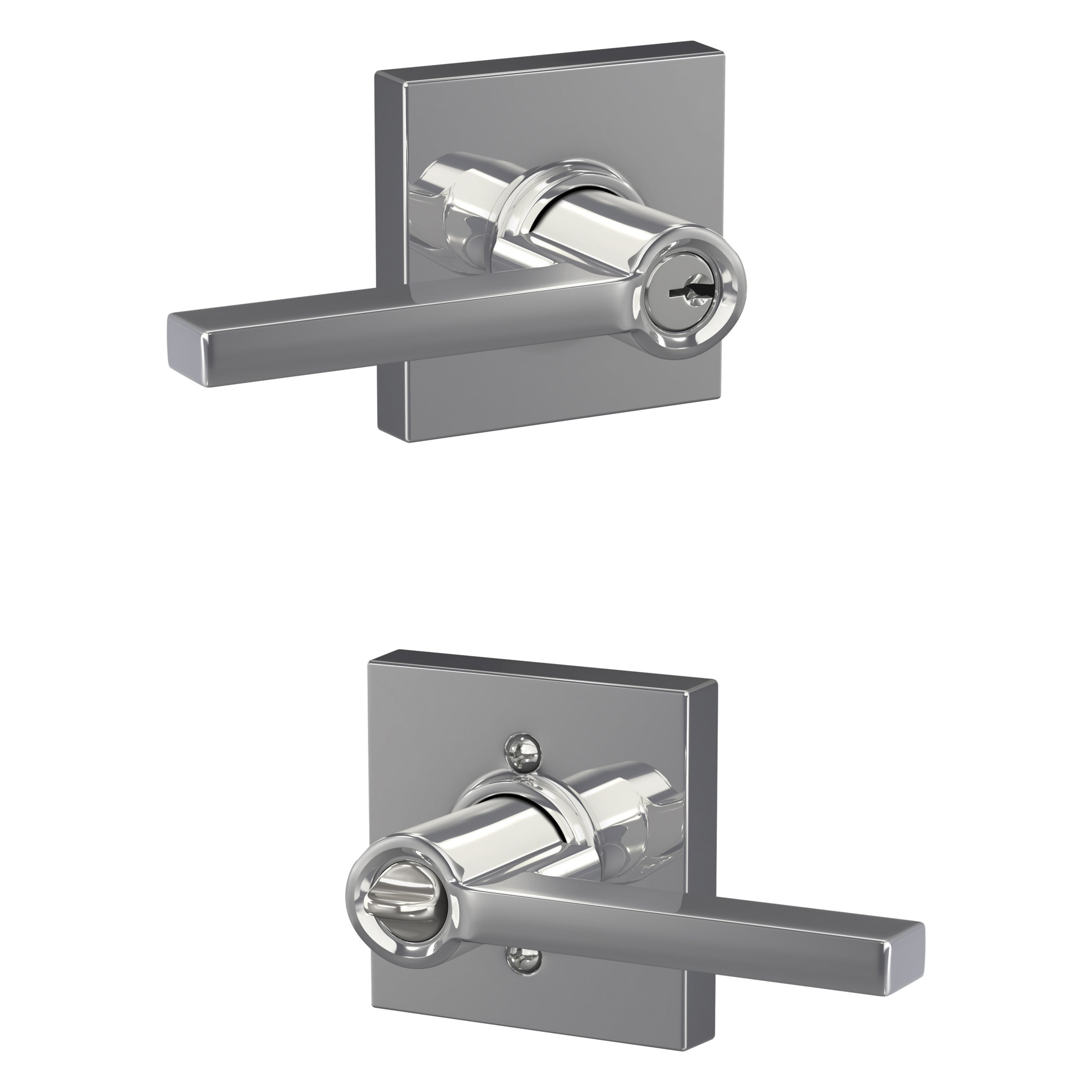 Schlage F51A LAT 625 COL Latitude - Collins Bright Chrome Universal Exterior Keyed entry Door Handle