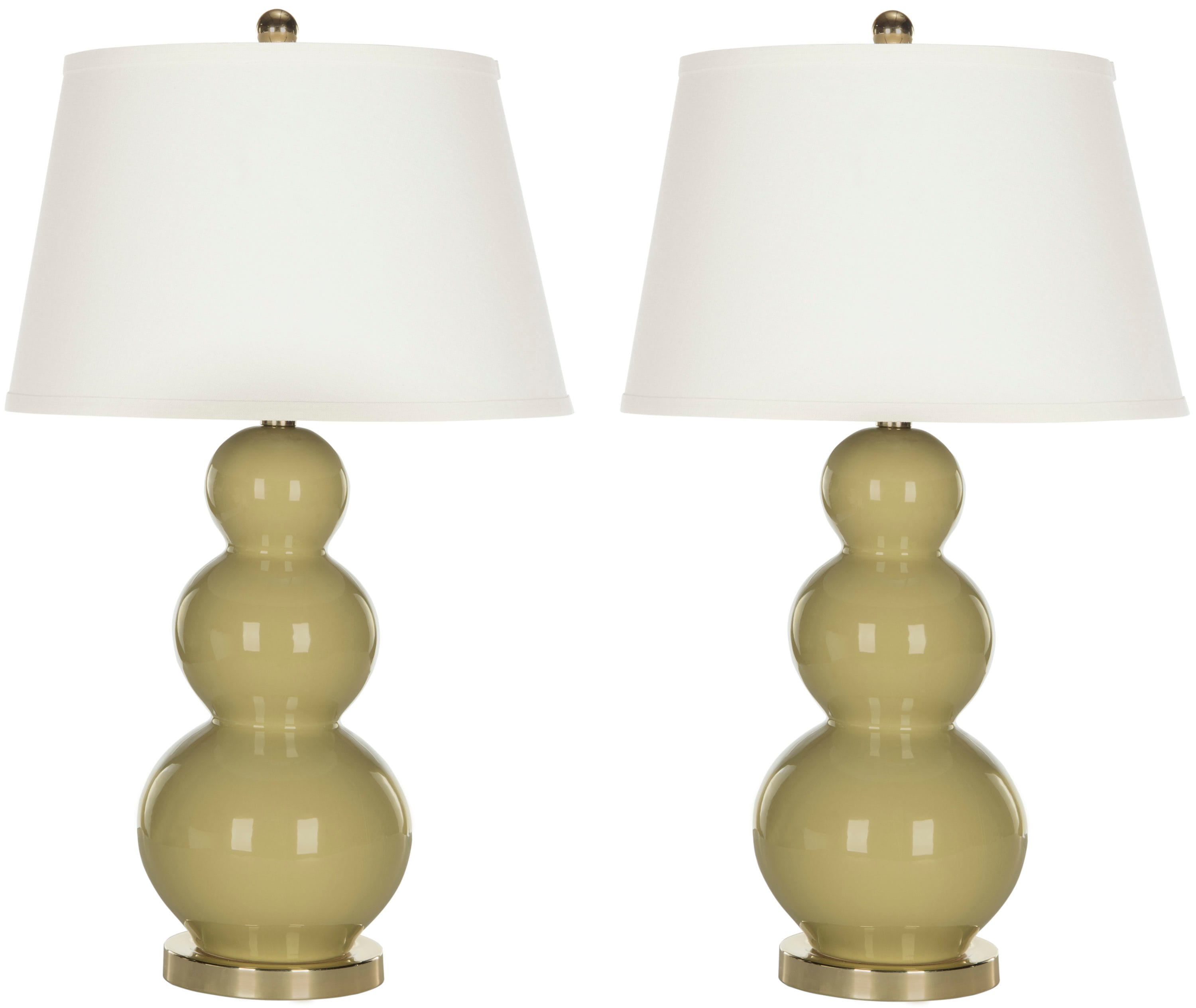 Pamela 28-Inch Taupe Ceramic Triple Gourd Table Lamp Set