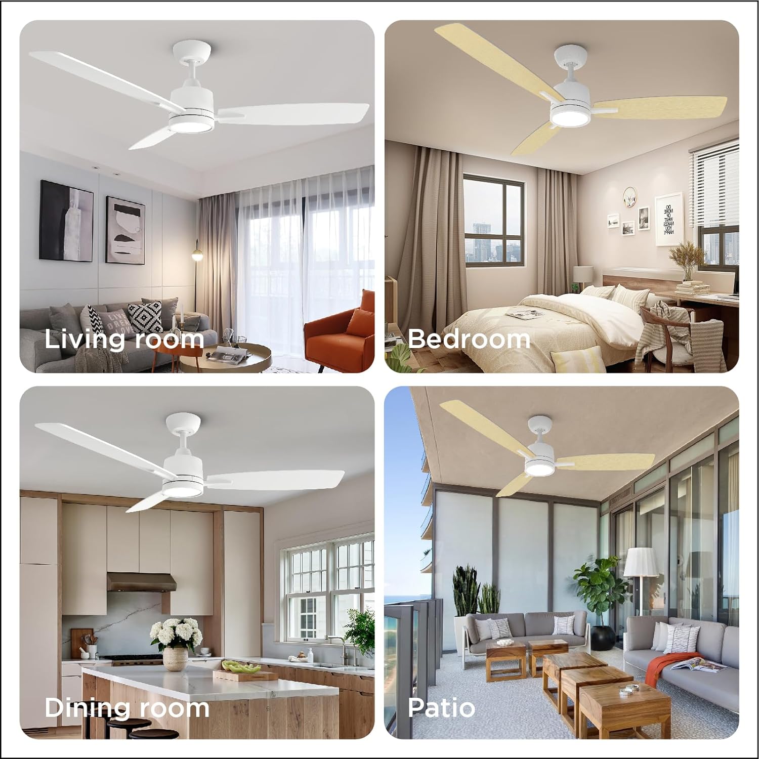 TALOYA 52-in White Color-changing Integrated LED Indoor Ceiling 