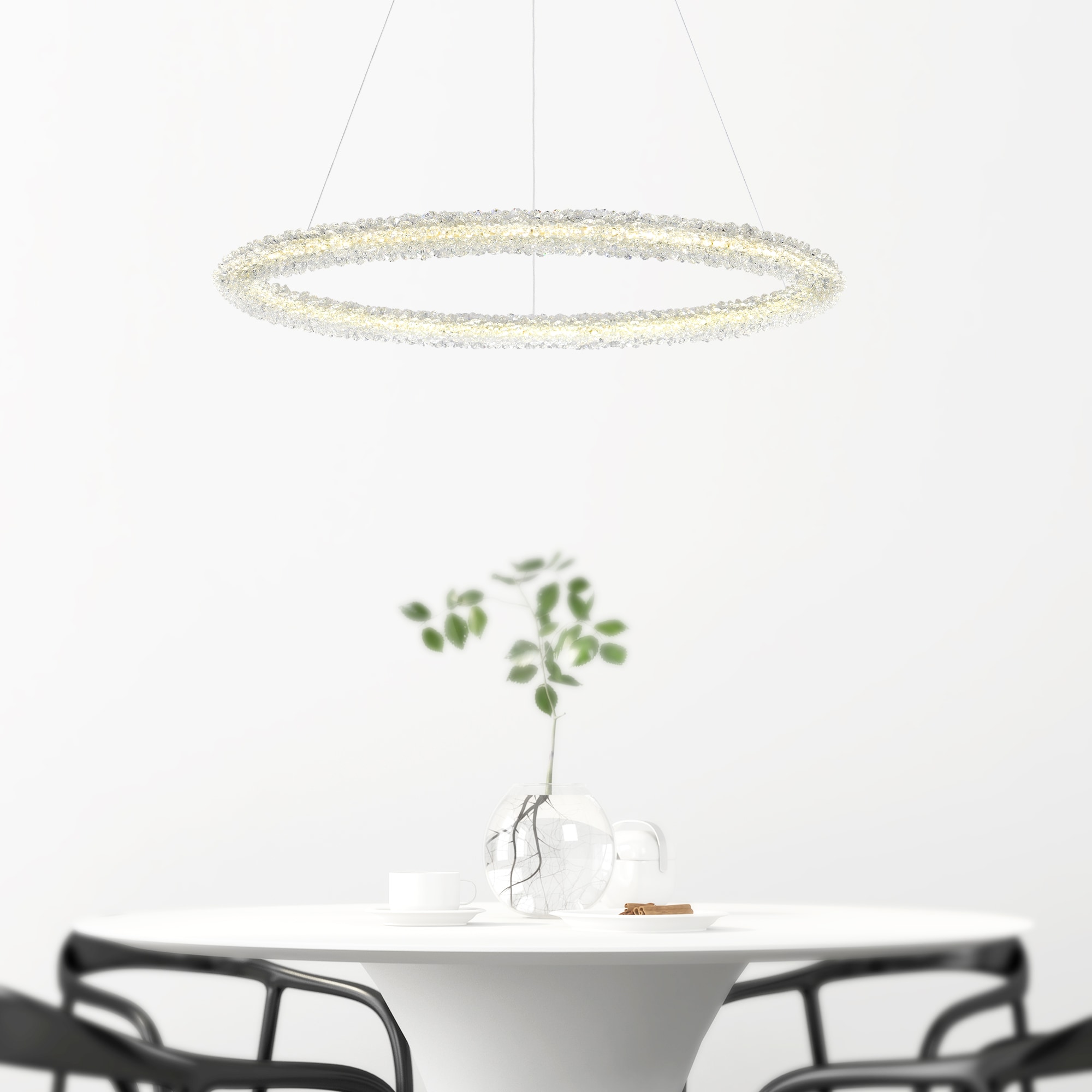 Arielle 32'' Chrome and Crystal Halo LED Chandelier