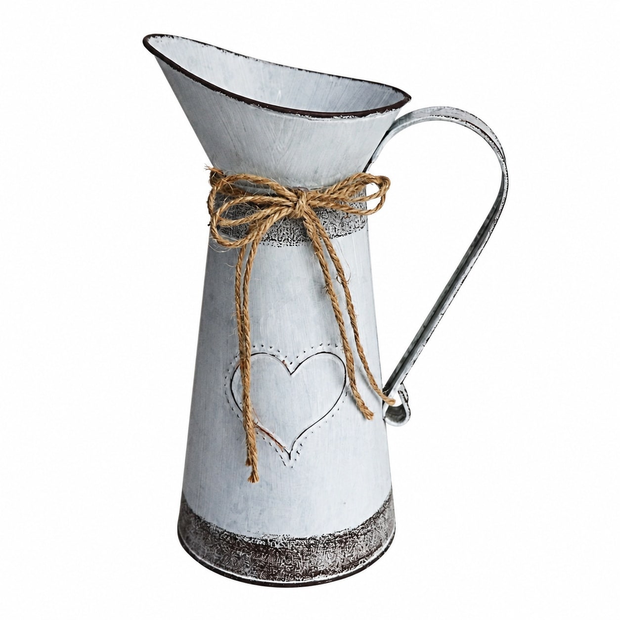 Aoibox  Rustic Metal Farmhouse Pitcher Primitive Flower Vase Shabby Chic Vase for Home Decor 10 6 Misty Grey