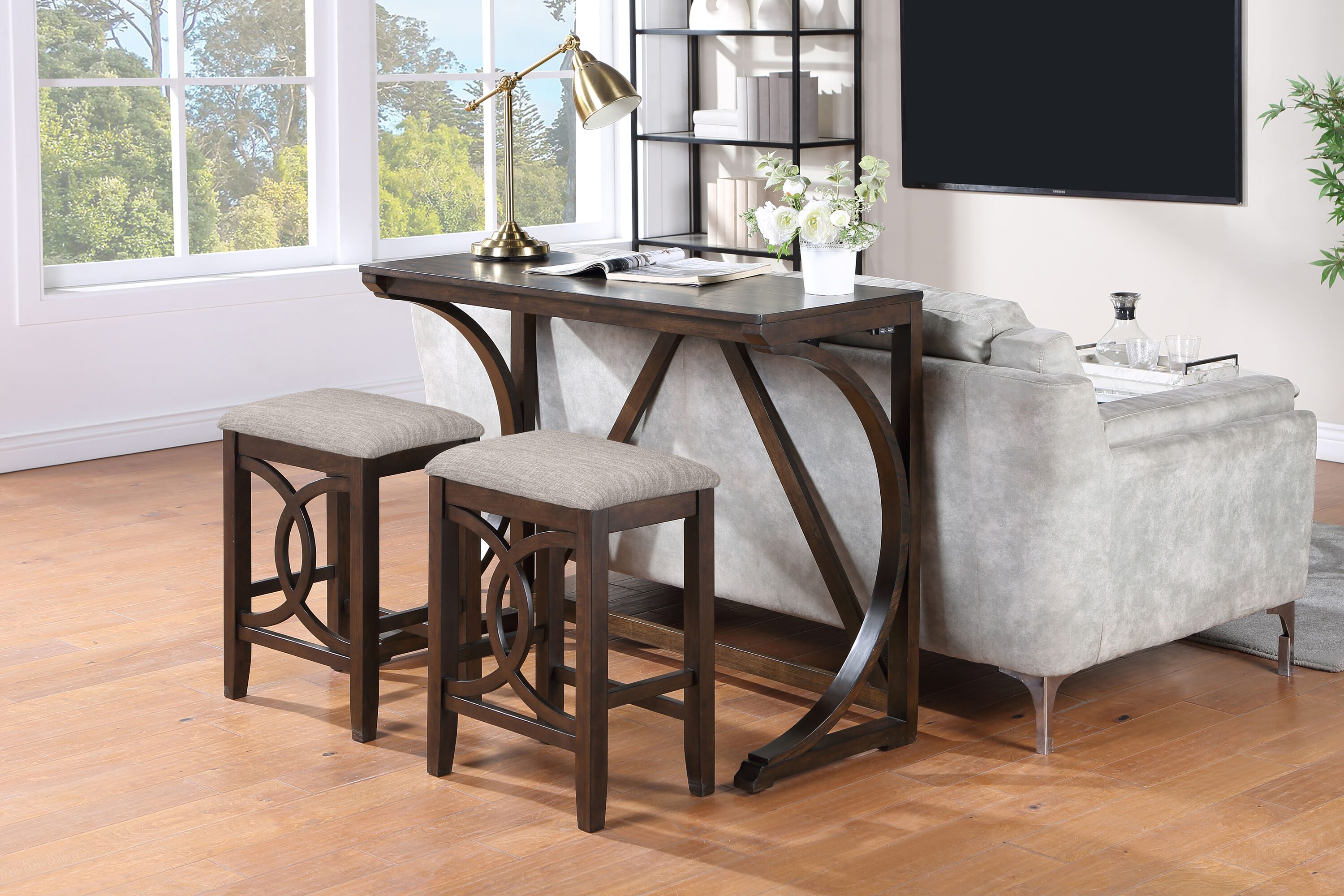 New Classic Furniture D324-3P-CHY Bella Cherry Transitional Dining Room Set with Rectangular Table ( Seats 2 )