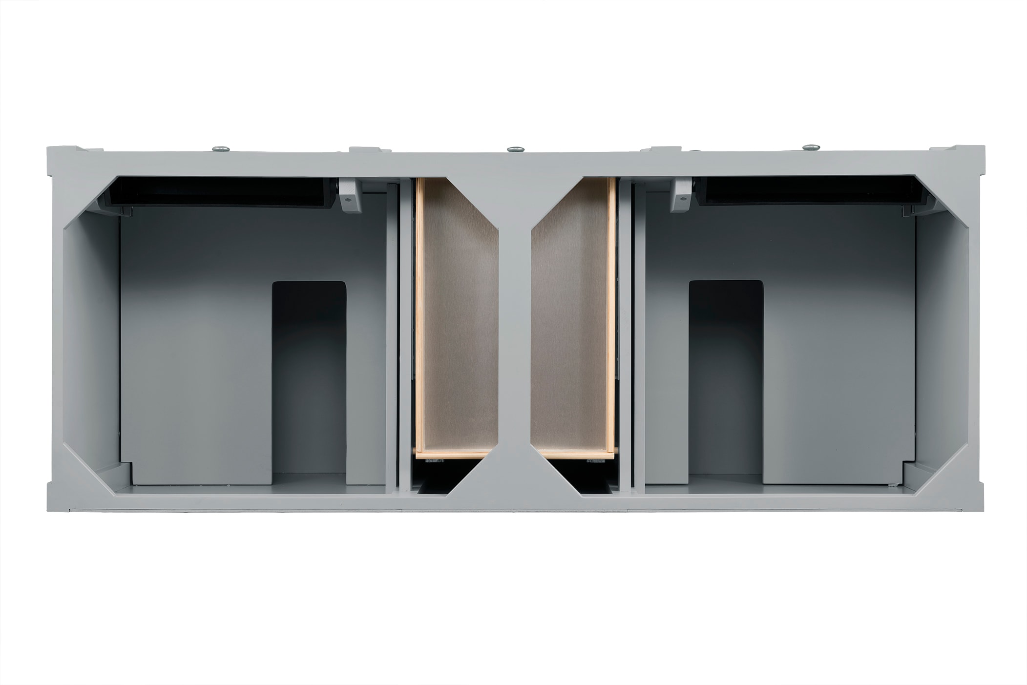 Urban Gray 60" Double Freestanding Solid Surface Vanity with Plywood Base