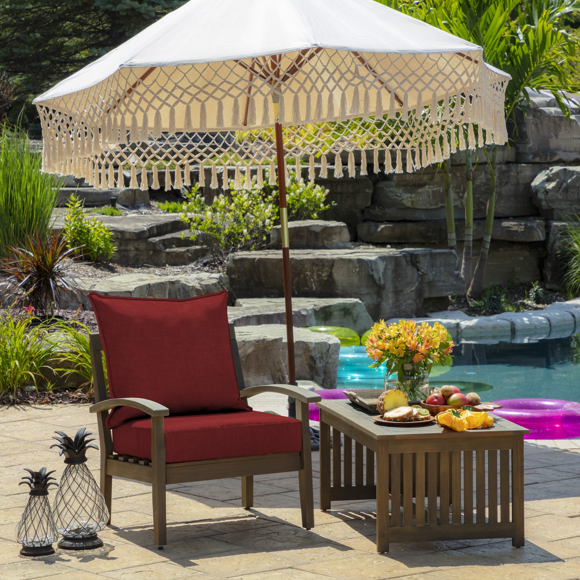 Honeycomb Outdoor Deep Seating Cushion Set - Textured Solid Almond : Target