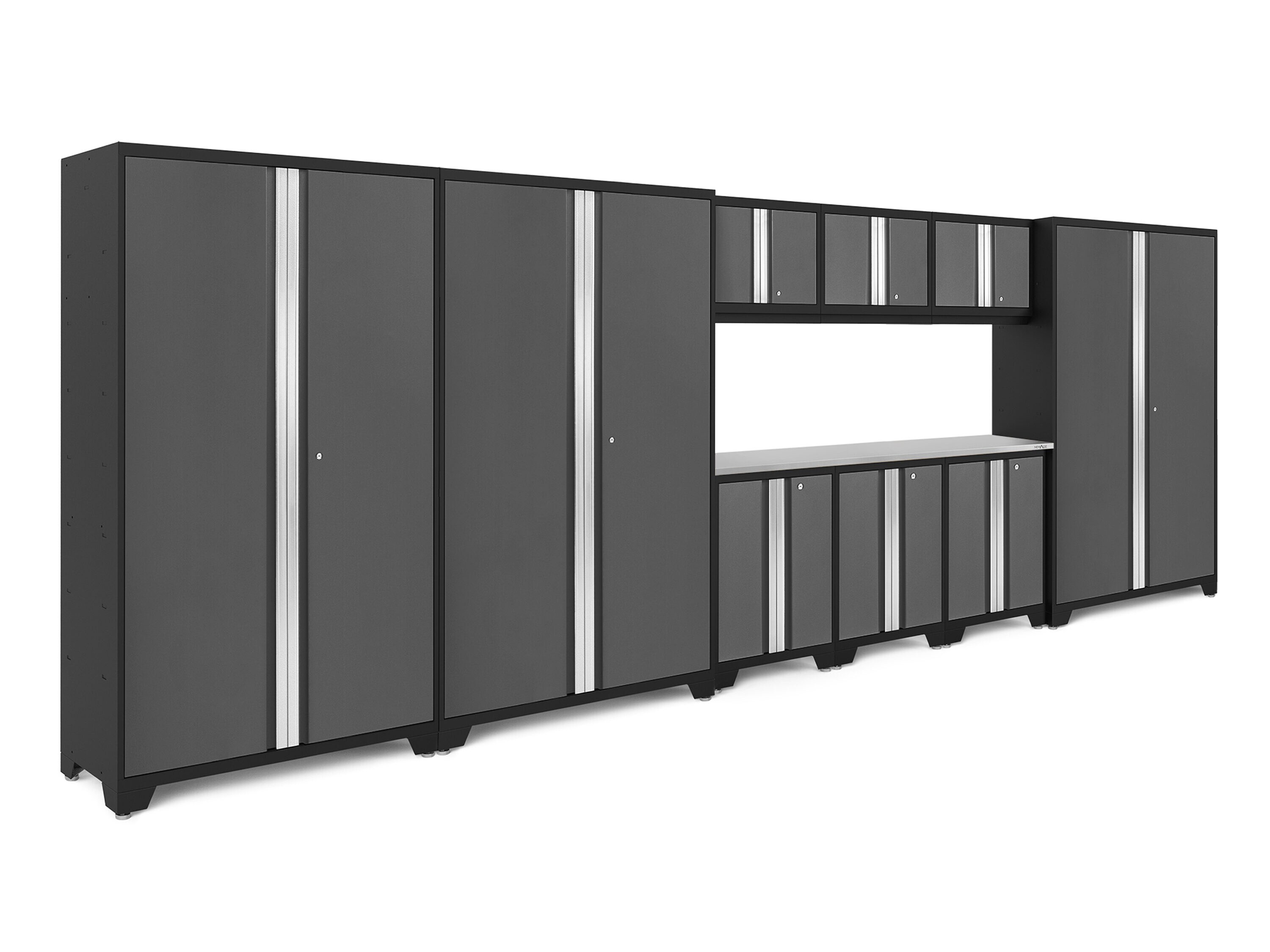 NewAge Products 55225 216-in W x 76.75-in H x 18-in D 9 -Cabinets Steel Charcoal Gray Garage Storage System