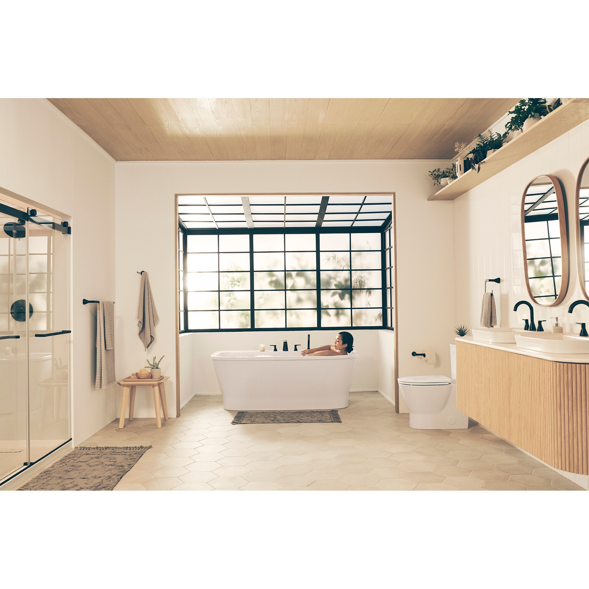 Matte Black Wall Mounted Shower Trim Kit with Lever Handle