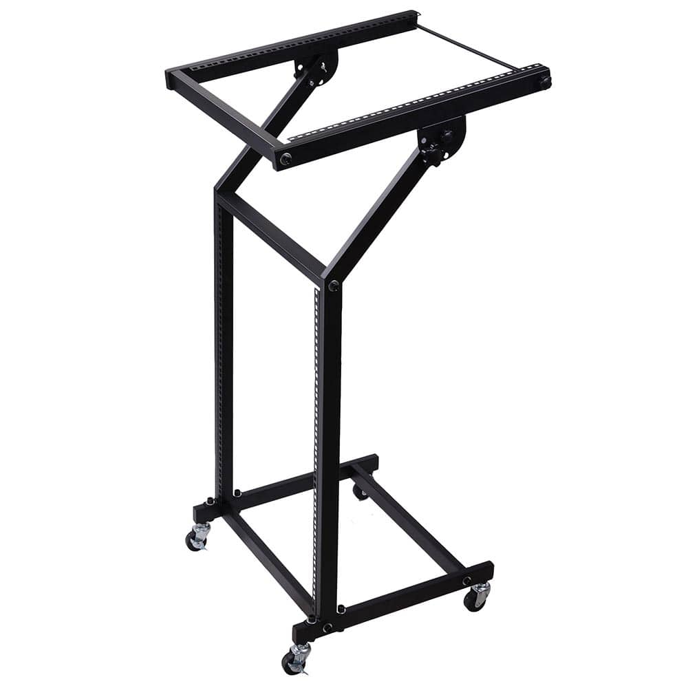 Yescom 28MCS002-12UX-06-LO Rolling DJ Mixer Stand Stage Cart Adjustable Rack Mount Studio Equipment Music Party Show 12U