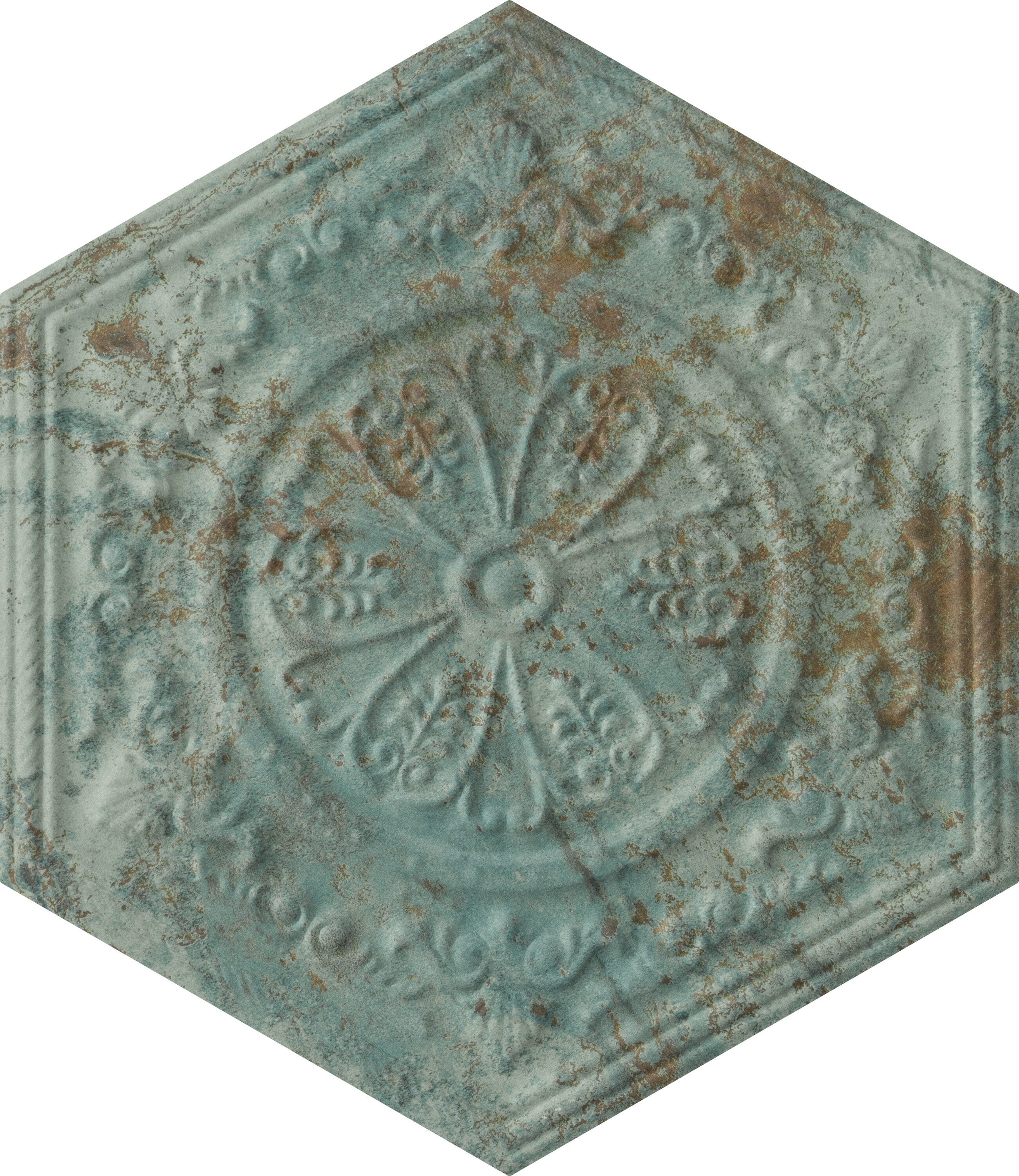 Affinity Tile FAV12XZGRD Zinc Hex Green Decor 9-7/8-in x 11-1/4-in Glazed Porcelain Patterned Hexagon Standard Floor and Wall Tile ( 10.03-sq ft Carton )