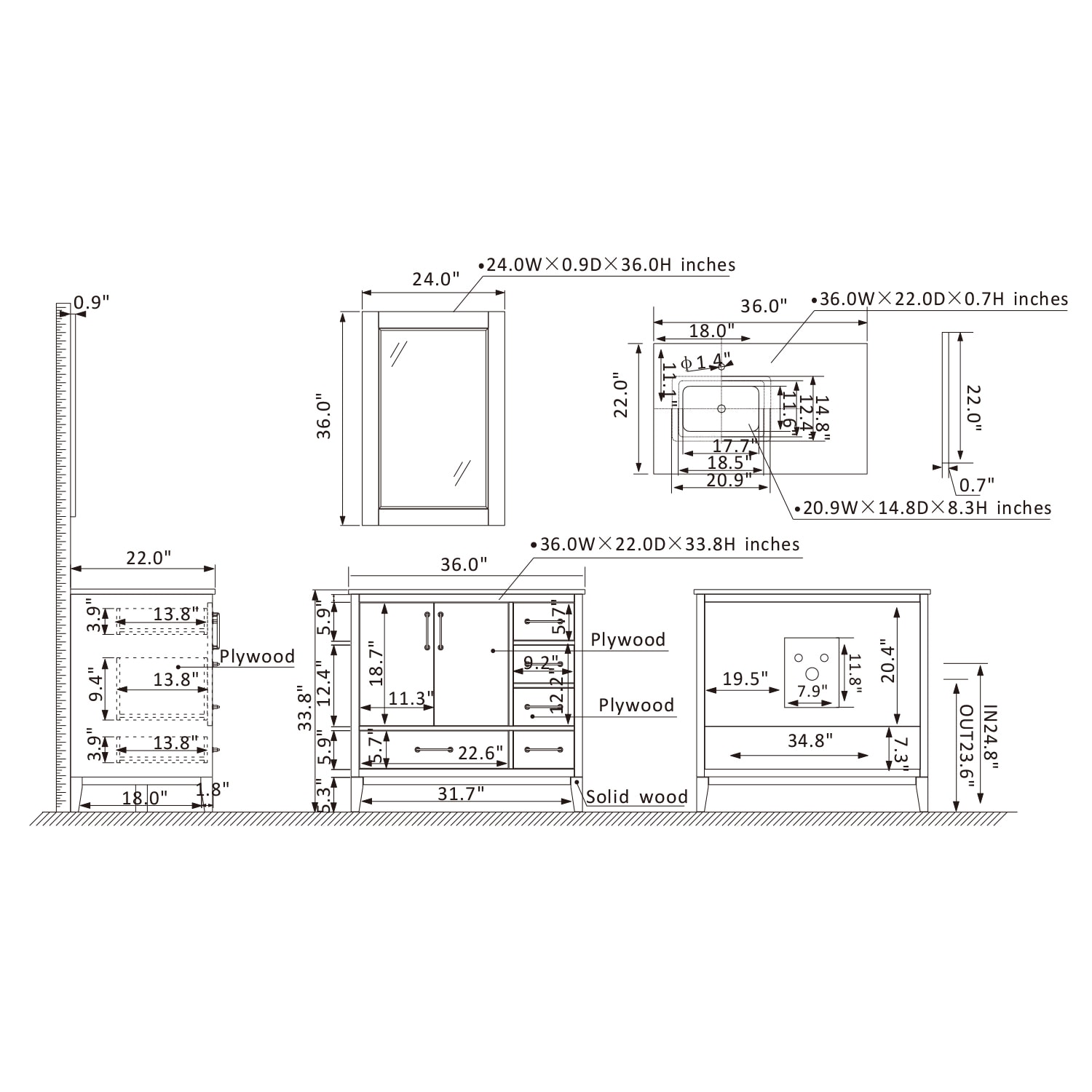 Altair 541036-GR-CA Bath-Vanity-Combo - View #10