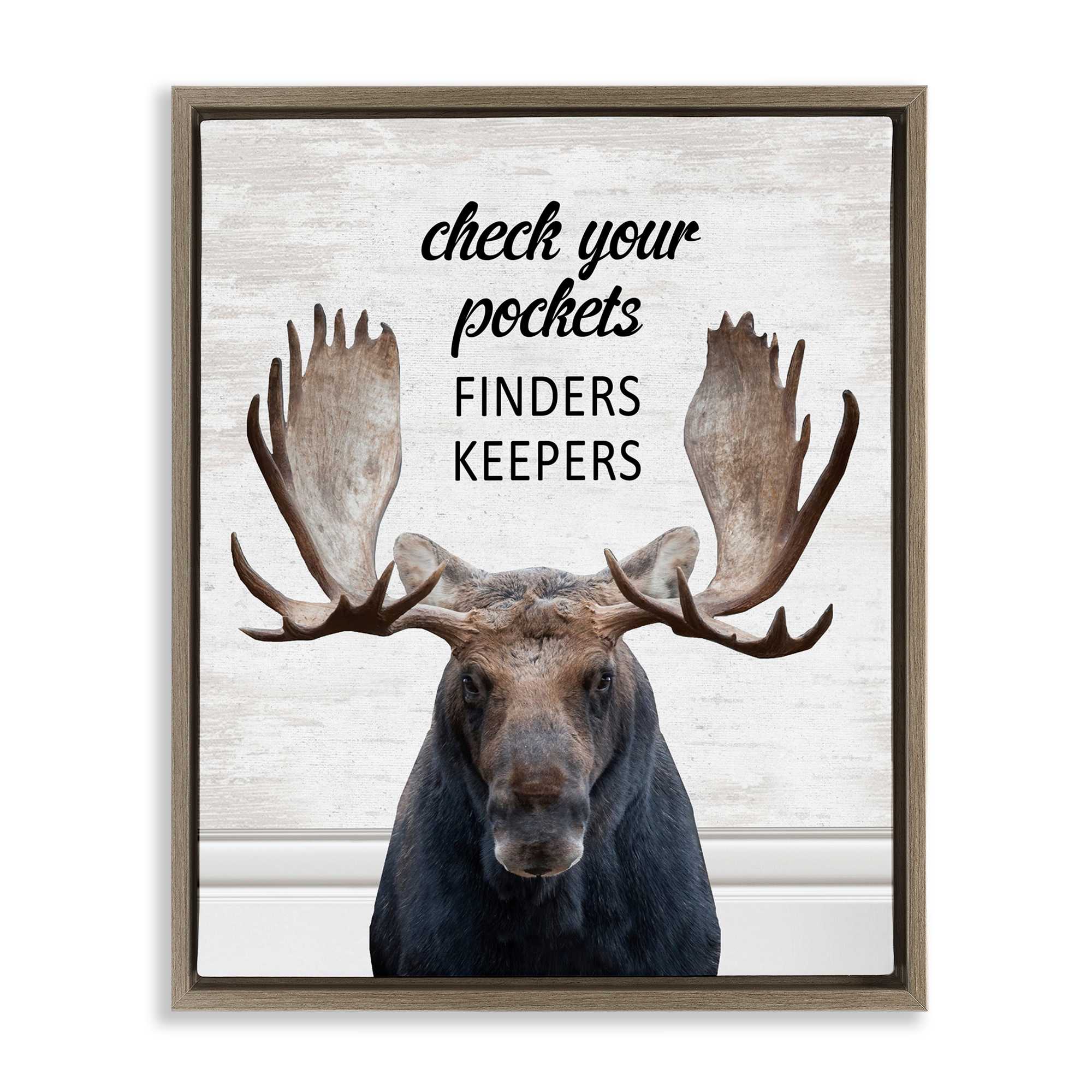 Stupell Industries BS-921-FFE-16X20 Check Pockets Laundry Reminder Brown Framed Floater Canvas Wall Art By Lettered and Lined 17 x 21