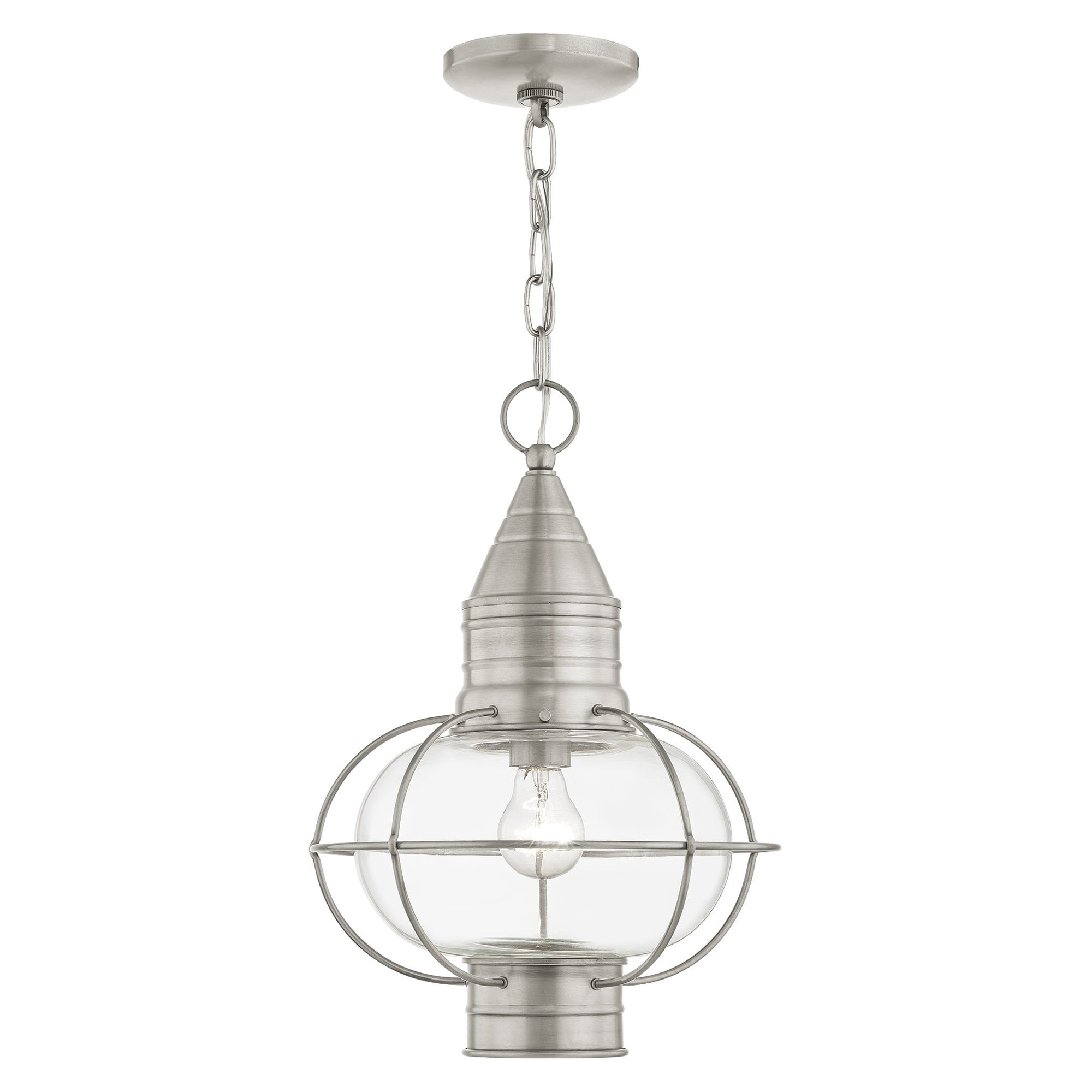 Brushed Nickel Globe Pendant Light with Clear Glass Shade