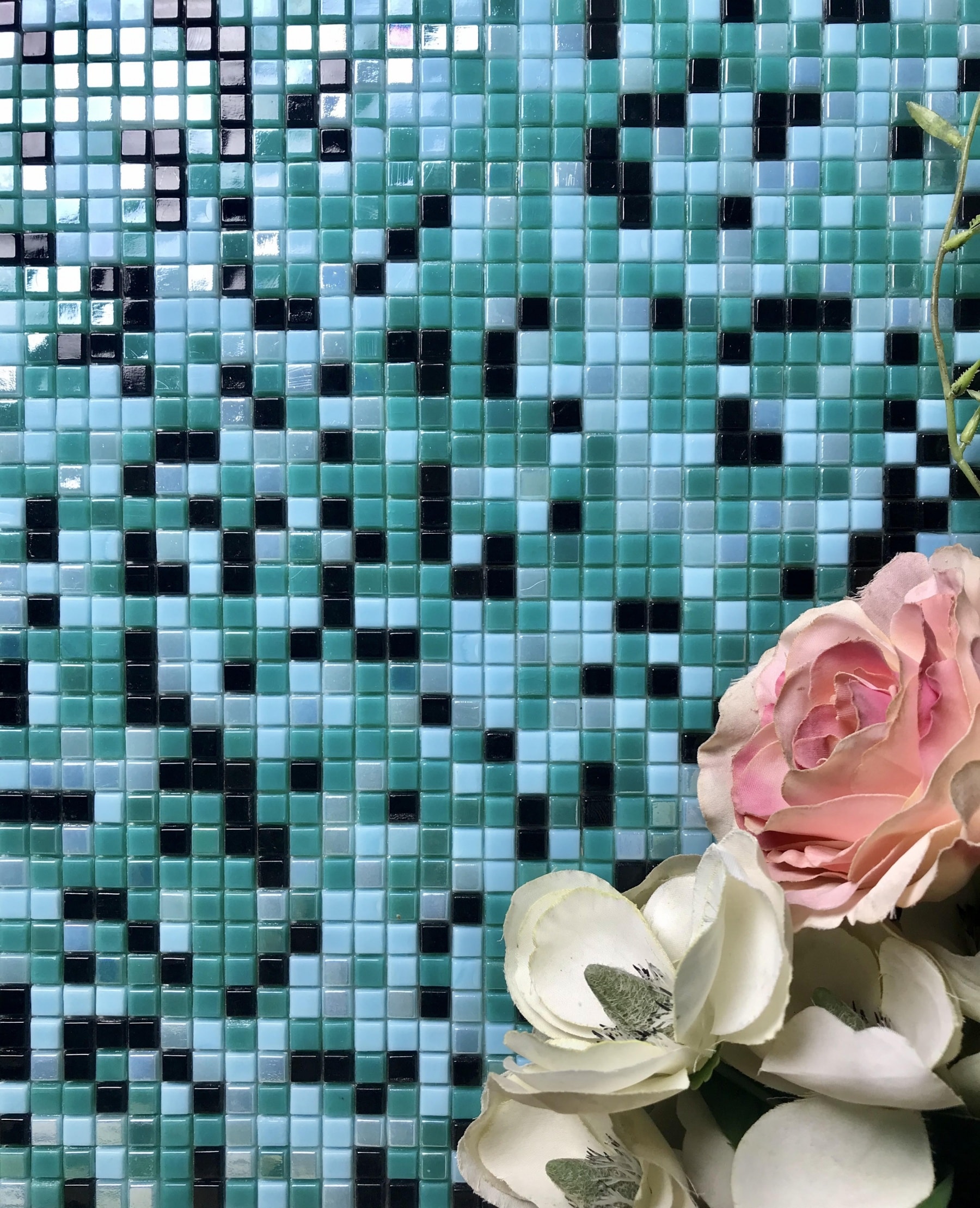 Galaxy 12" x 12" Iridescent Blue Glass Mosaic Tile