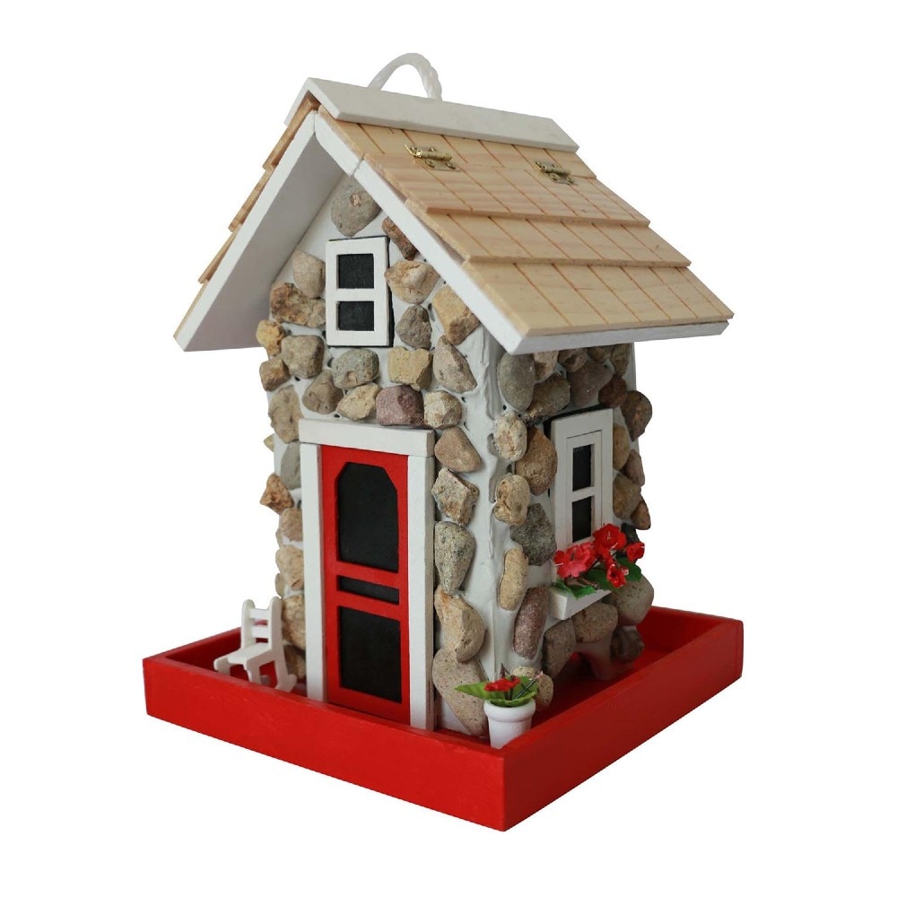 Home Bazaar HB-6004BFS Wood Hanging/Post-mount Tray Bird feeder -