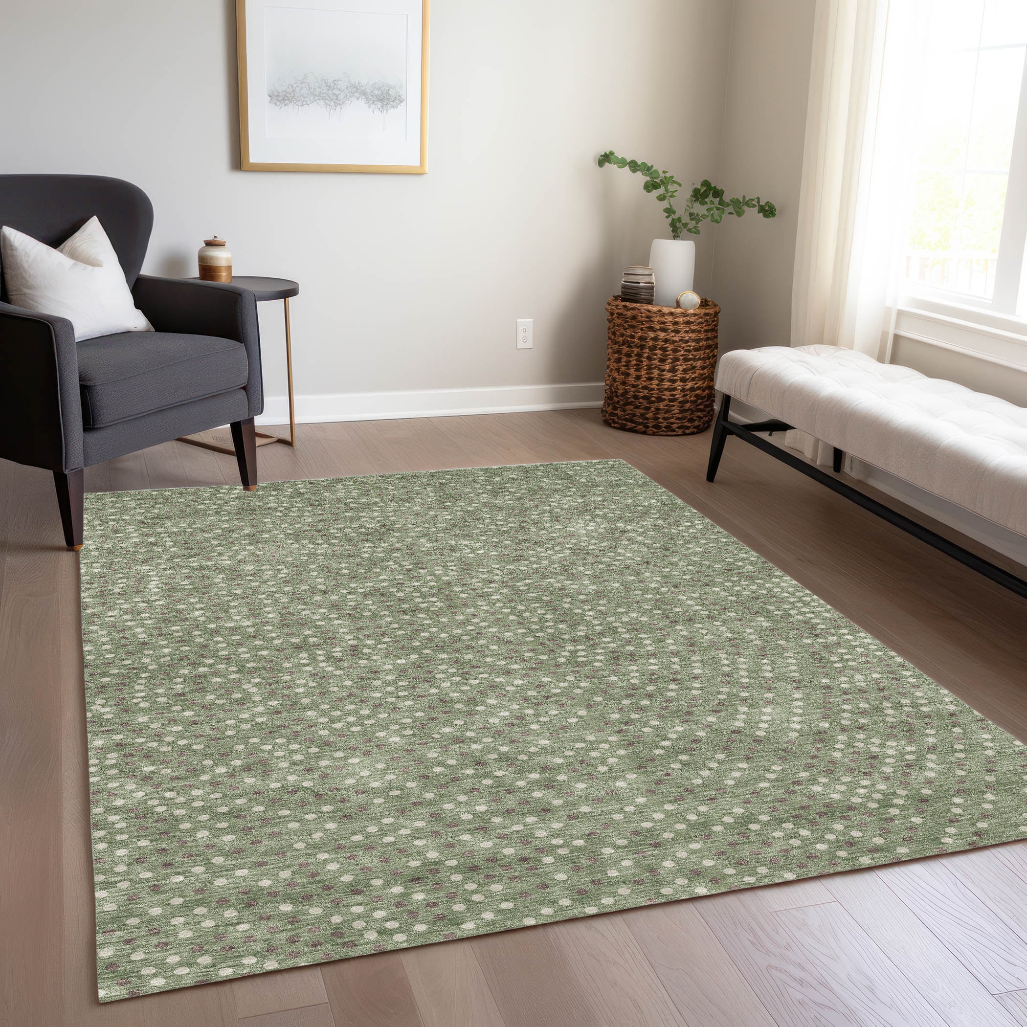 Addison Rugs ACN1021SA3X5 Chantille ACN1021SA 3 x 5 (ft) Polyester Sage Rectangular Indoor/Outdoor Geometric Machine washable Area rug