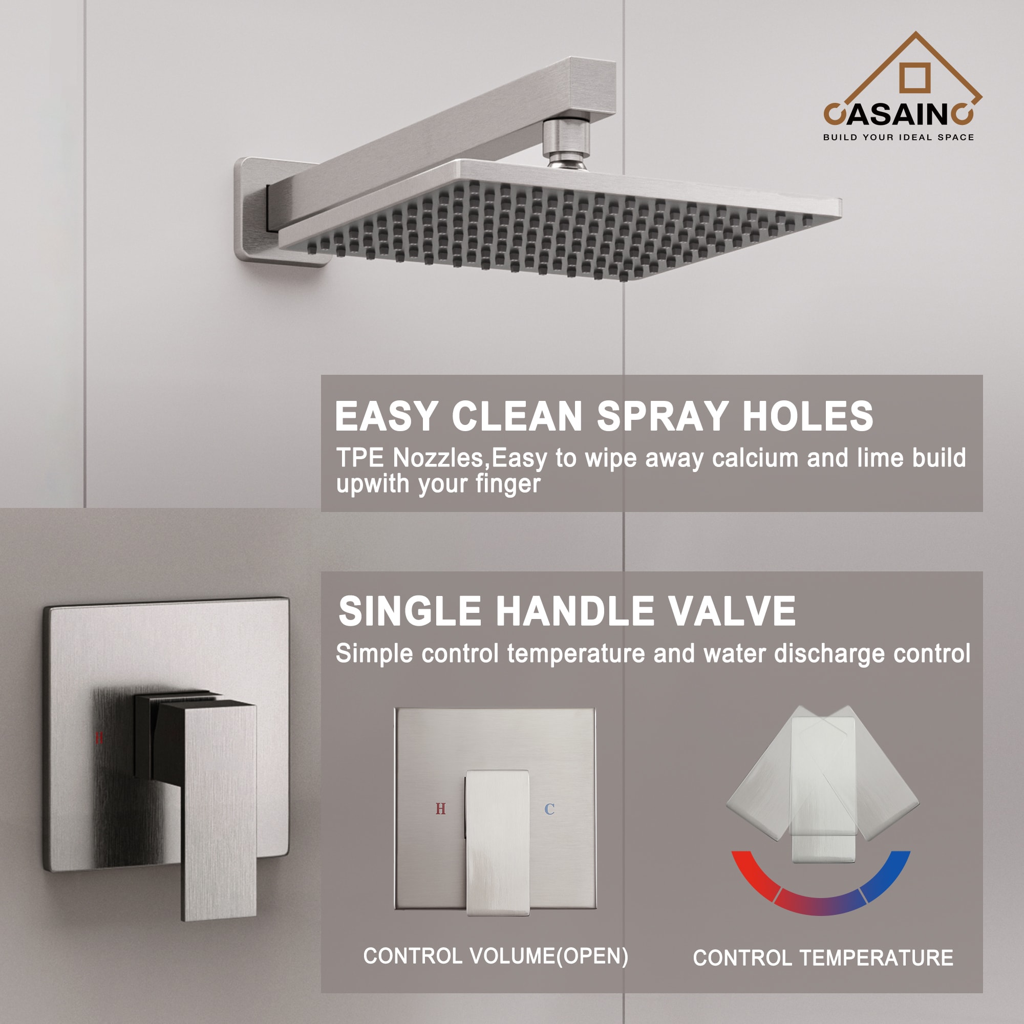 CASAINC CS1911-MB Showerhead-Bar-Panels - View #7