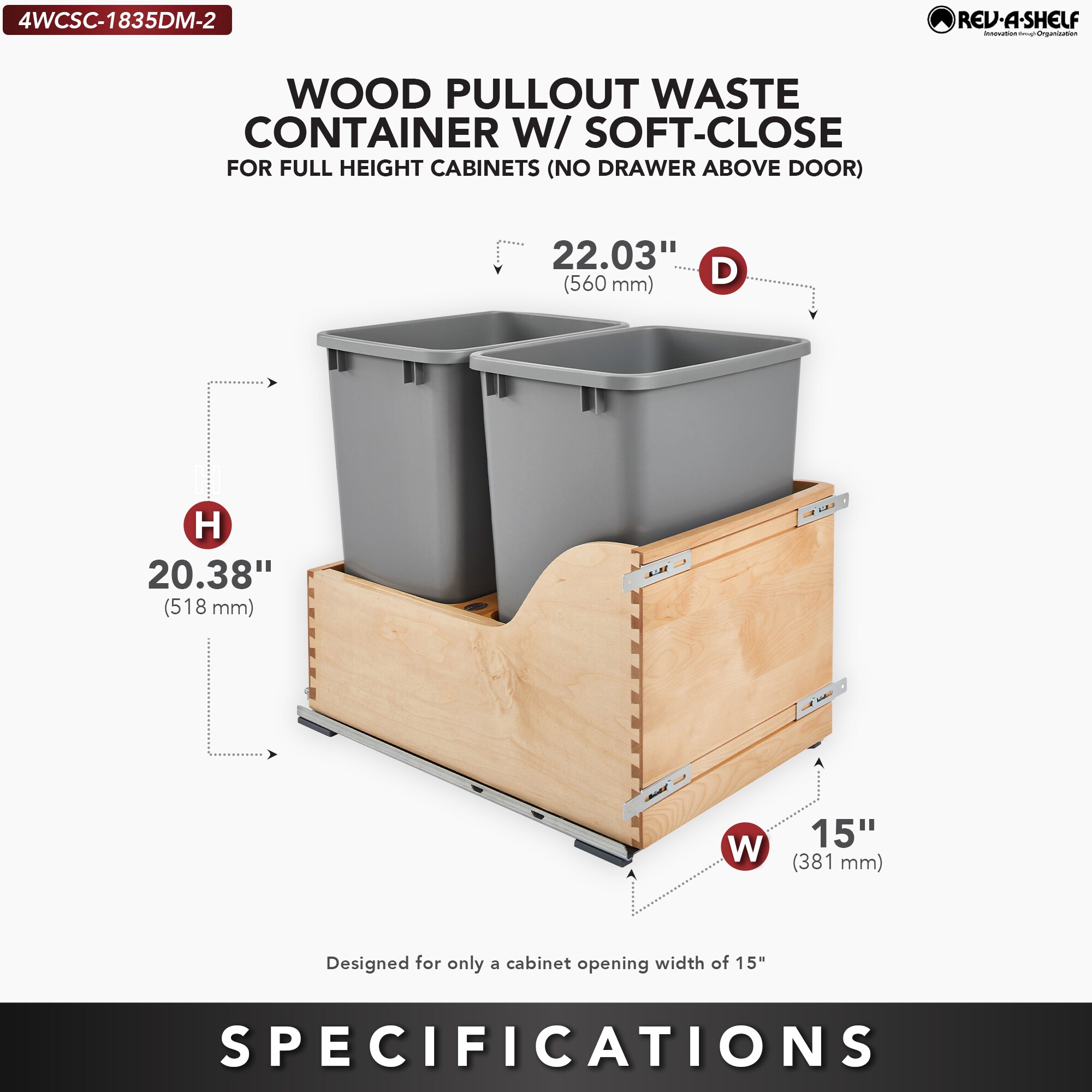 Rev-A-Shelf 152835 Pullout-Trash-Cans - View #2