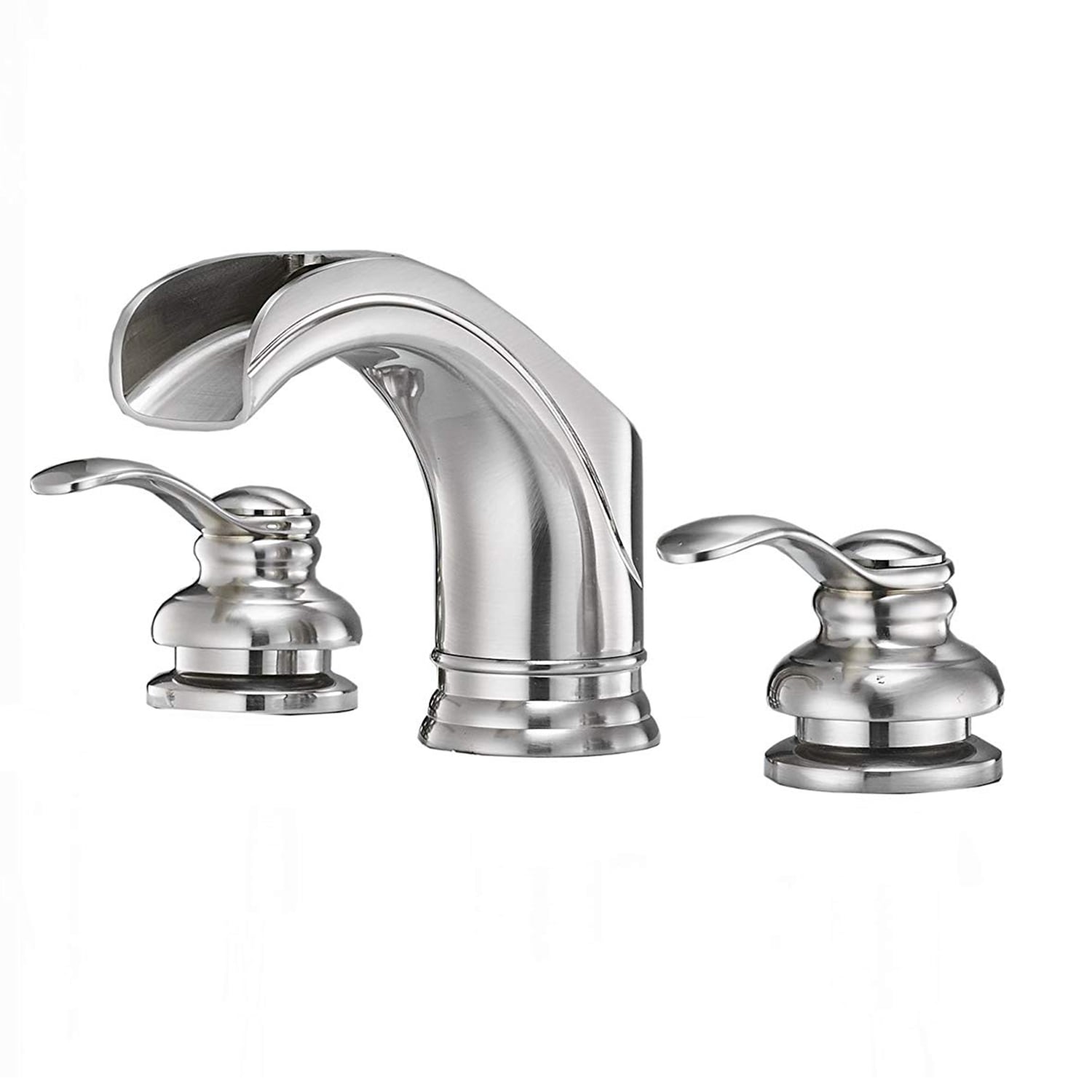 BWE A-96562-N Brushed Nickel Widespread 2-handle WaterSense Waterfall Commercial/Residential Handle Bathroom Sink Faucet