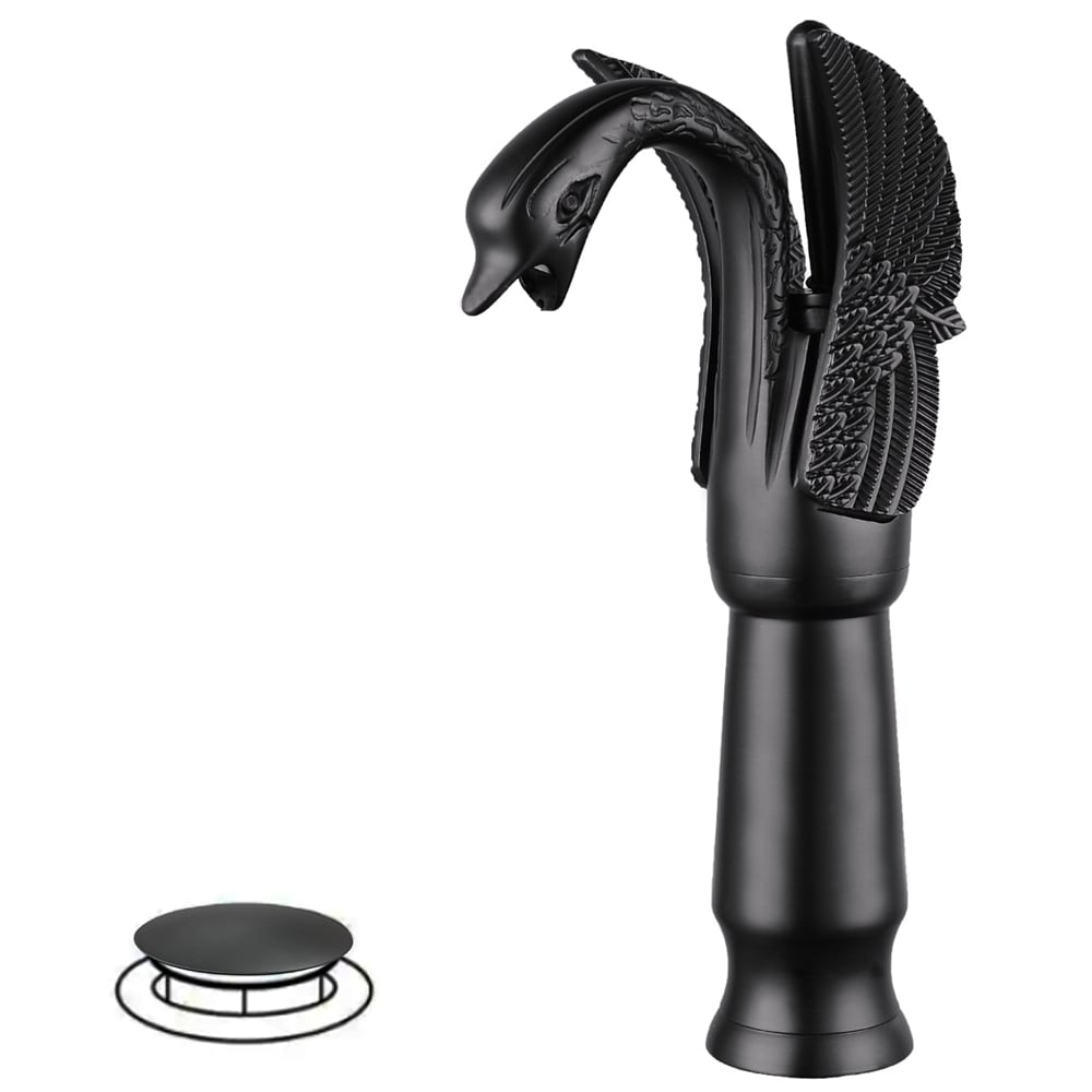 BWE A-97001H-BLACK Matte Black Vessel 1-handle WaterSense High-arc Commercial/Residential Handle Bathroom Sink Faucet with Drain