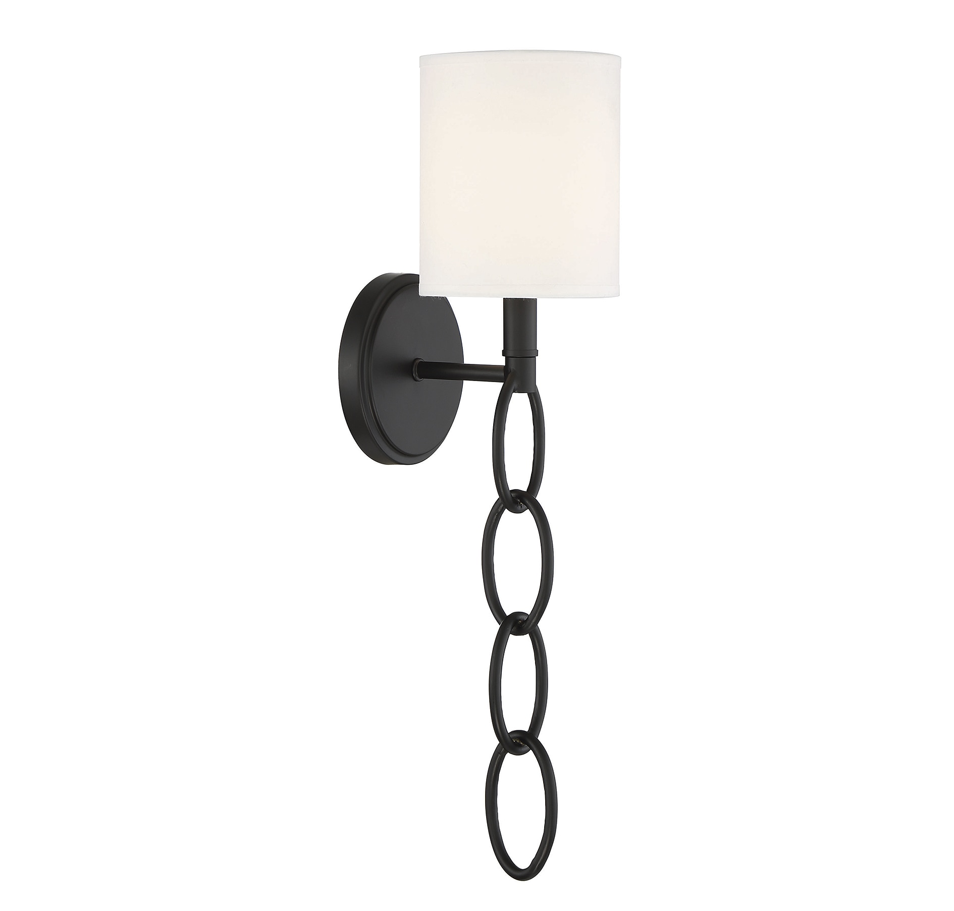 Matte Black Transitional Dimmable Wall Sconce with Fabric Shade