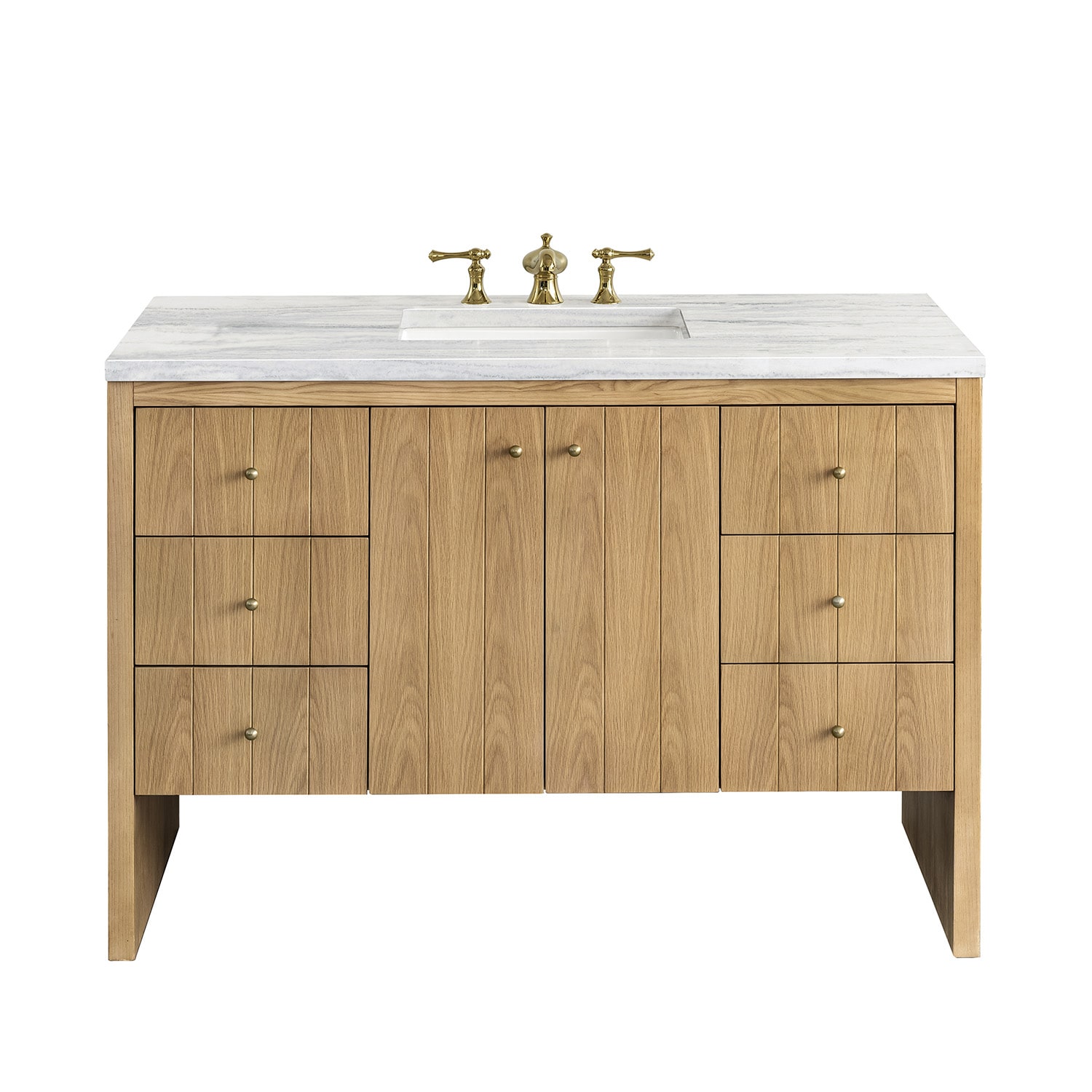 James Martin Vanities 435-V48-LNO-3AF Hudson 48-in Light Natural Oak Undermount Single sink Bathroom Vanity with Arctic Fall Solid surface Top
