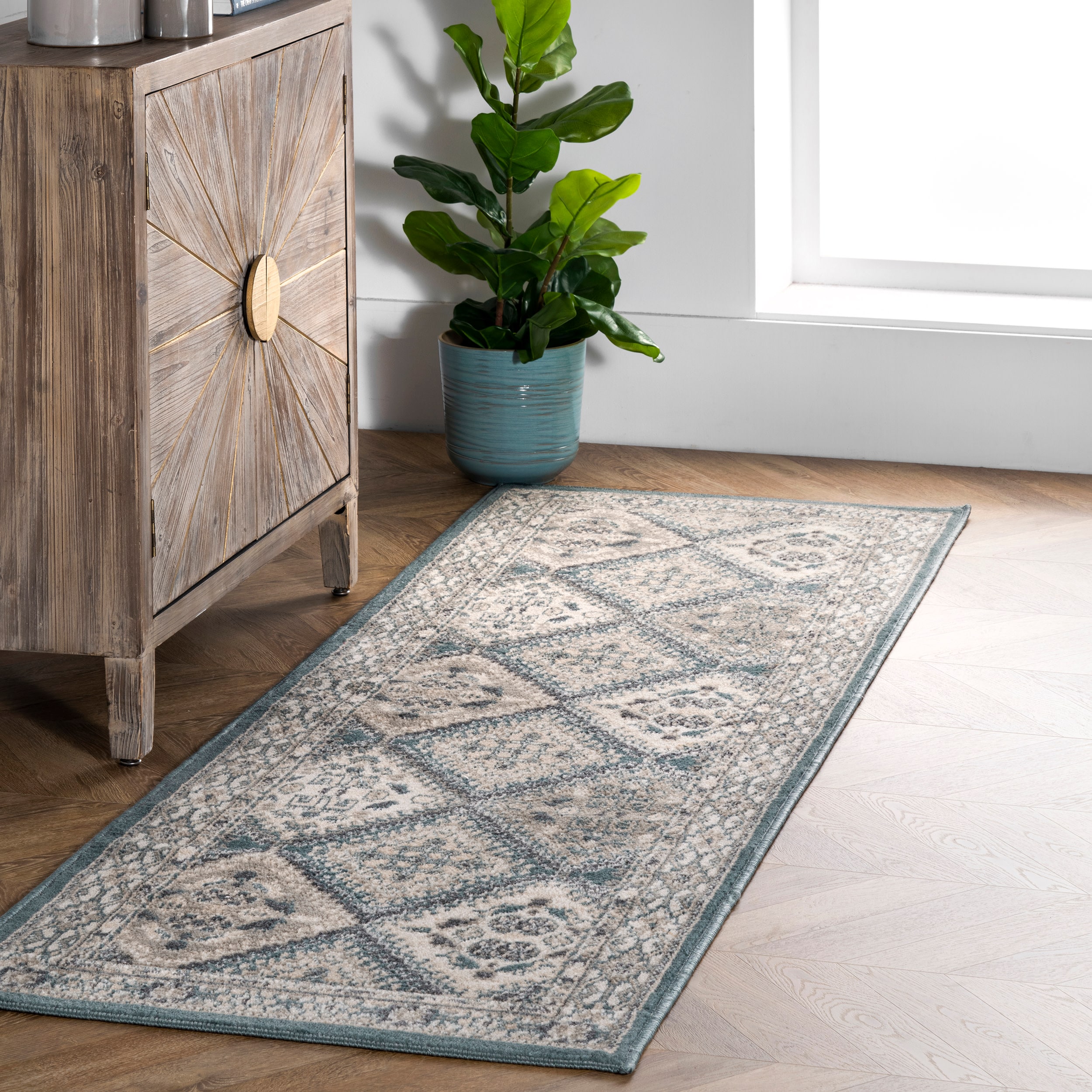 nuLOOM OWMN04C-2608 Manor 2 x 8 (ft) Loomed Polypropylene Blue Rectangular Indoor Tribal Vintage Runner rug