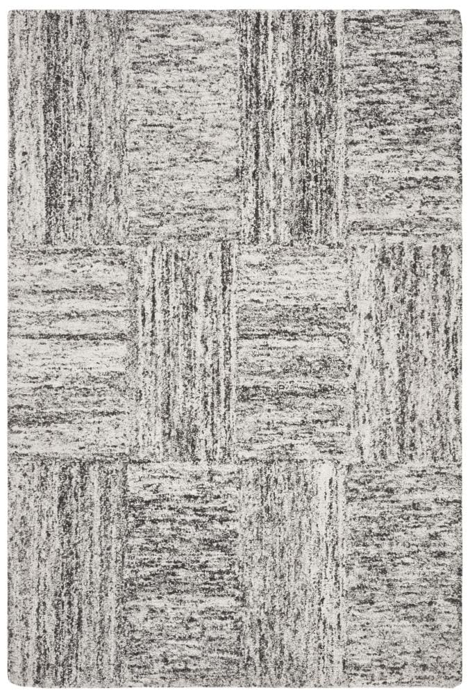 Ivory and Charcoal Abstract Tufted Wool 4' x 6' Rug