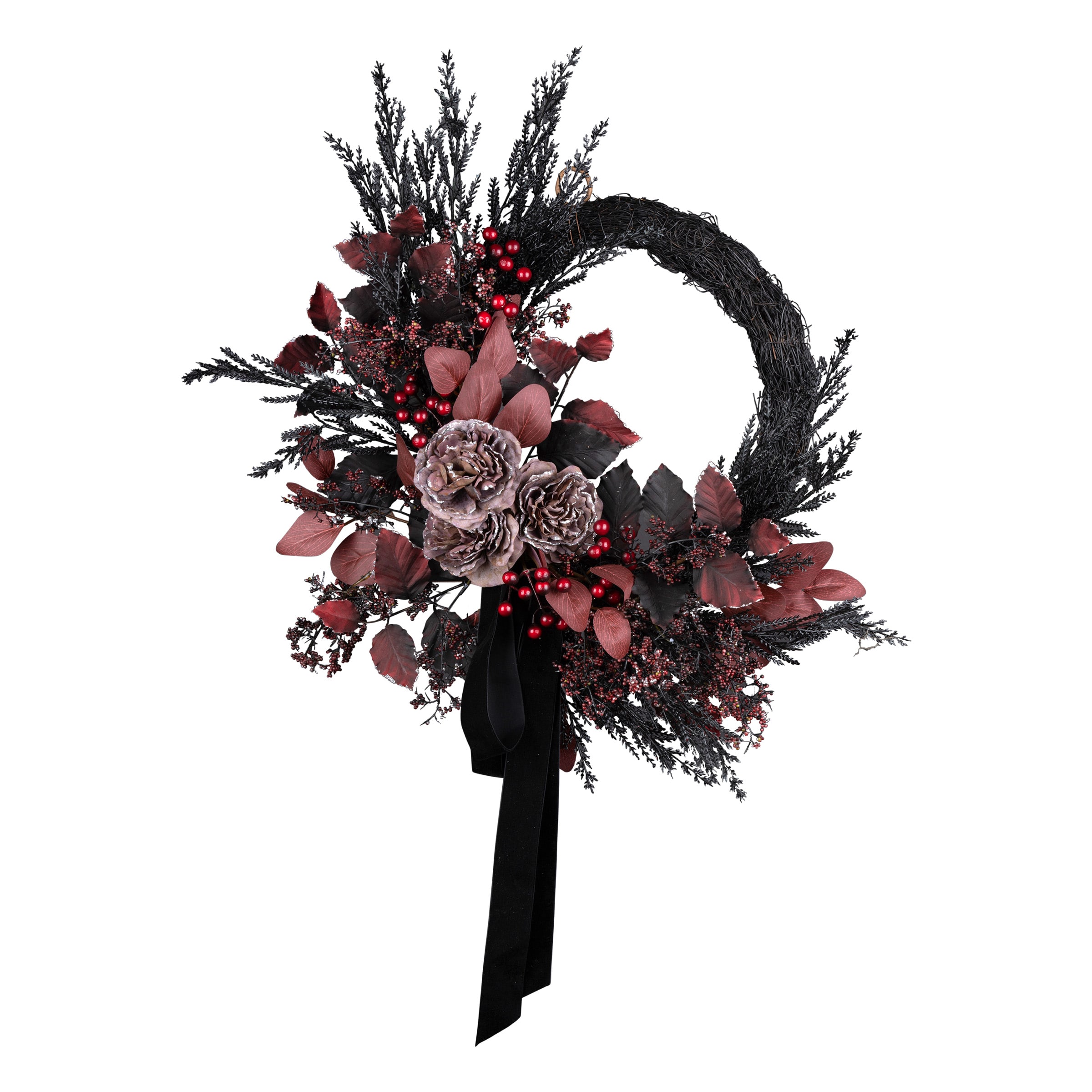 National Tree Company HH75-H234086MU1-24W 24-Inches Black Artificial wreath